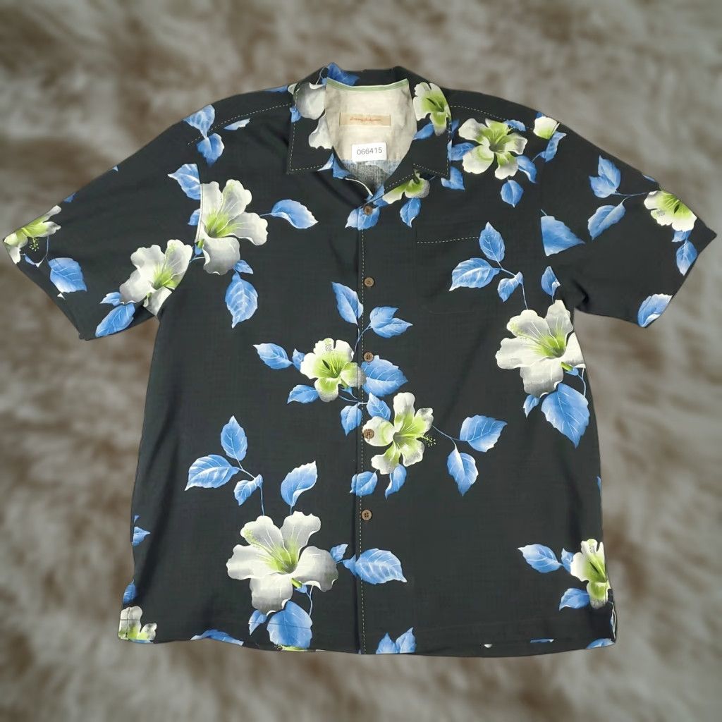 Tommy Bahama Tommy Bahama Shirt Mens XL Black Floral Silk Hawaiian Button Up Short Sleeve Size US XL / EU 56 / 4 - 1 Thumbnail
