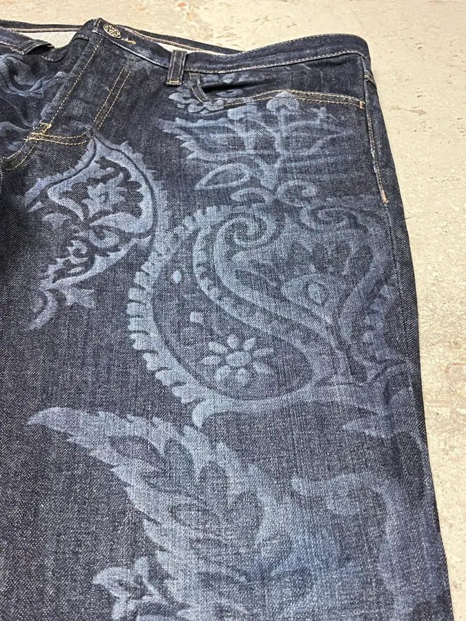 Designer × Gucci × Vintage Gucci Navy Brut Floral Denim Jeans Size US 32 / EU 48 - 7 Thumbnail