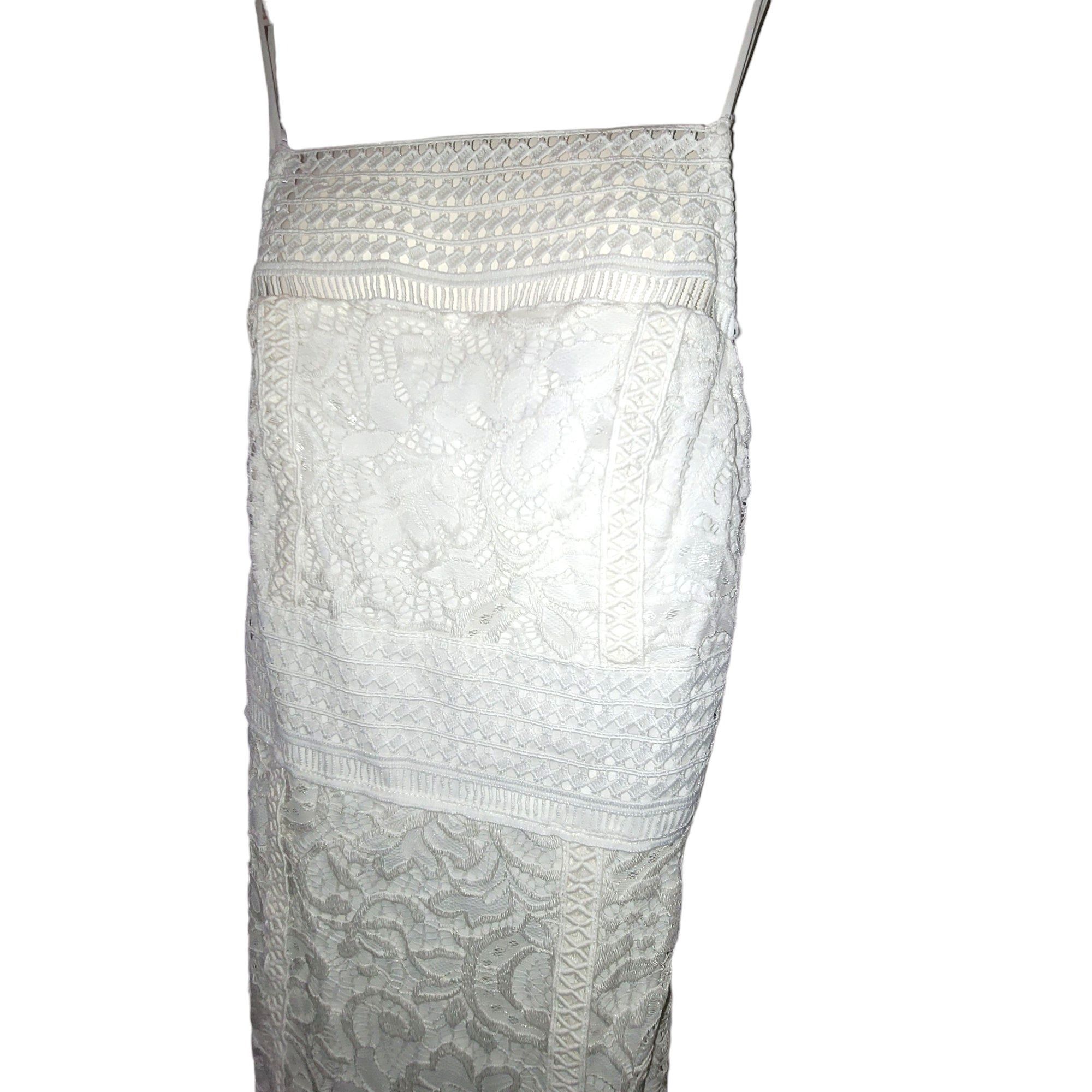 Vintage Top Shop Cream White Mini Dress Wedding Lace Style Square Ne Size S / US 4 / IT 40 - 2 Thumbnail