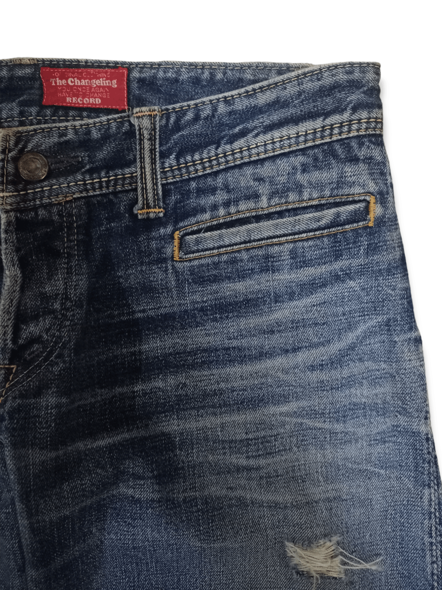 Japanese Brand Vintage THE CHANGELING Selvedge Distressed Loose Jeans Size US 33 - 5 Thumbnail
