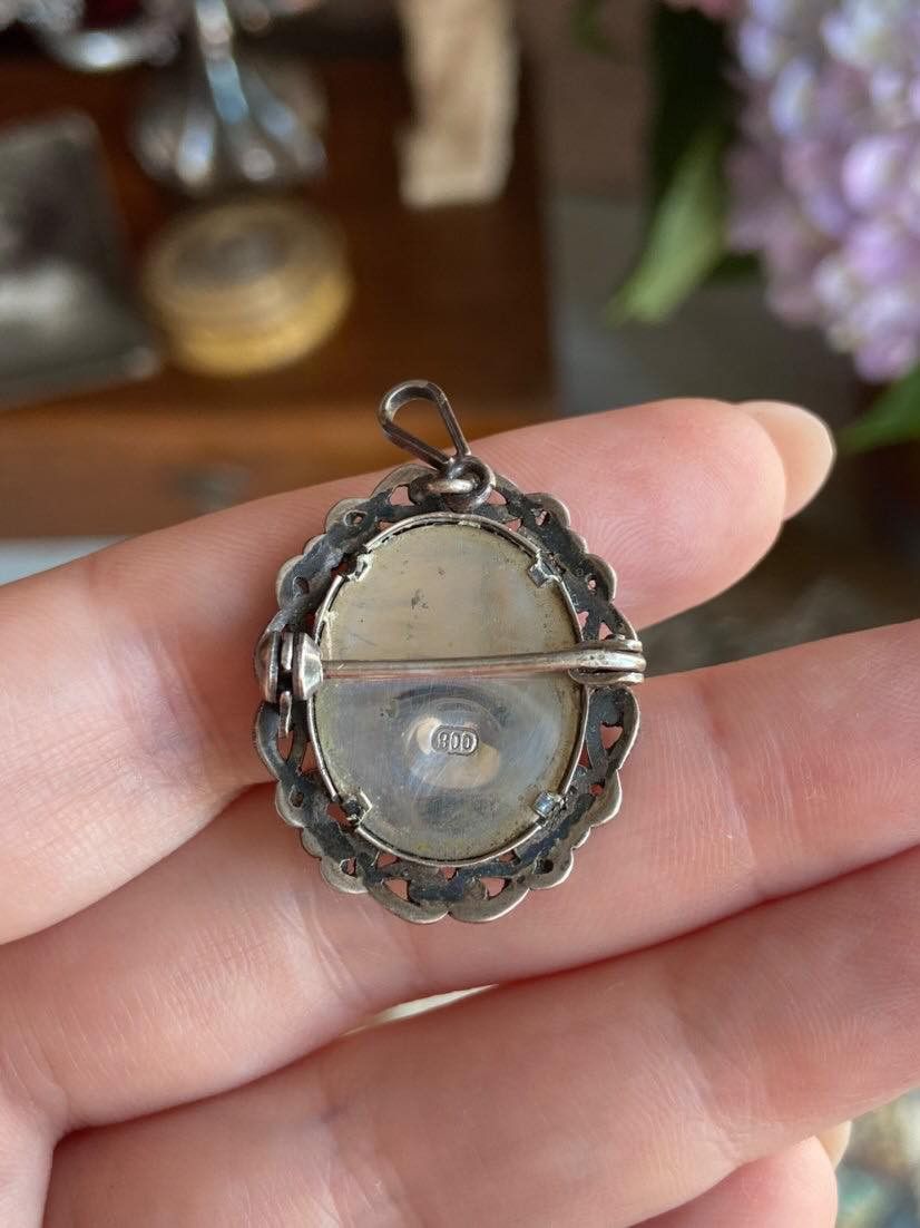 Jewelry × Vintage Vintage Silver 800 Pendant Brooch mini Portrait Signed Italy Size ONE SIZE - 6 Thumbnail
