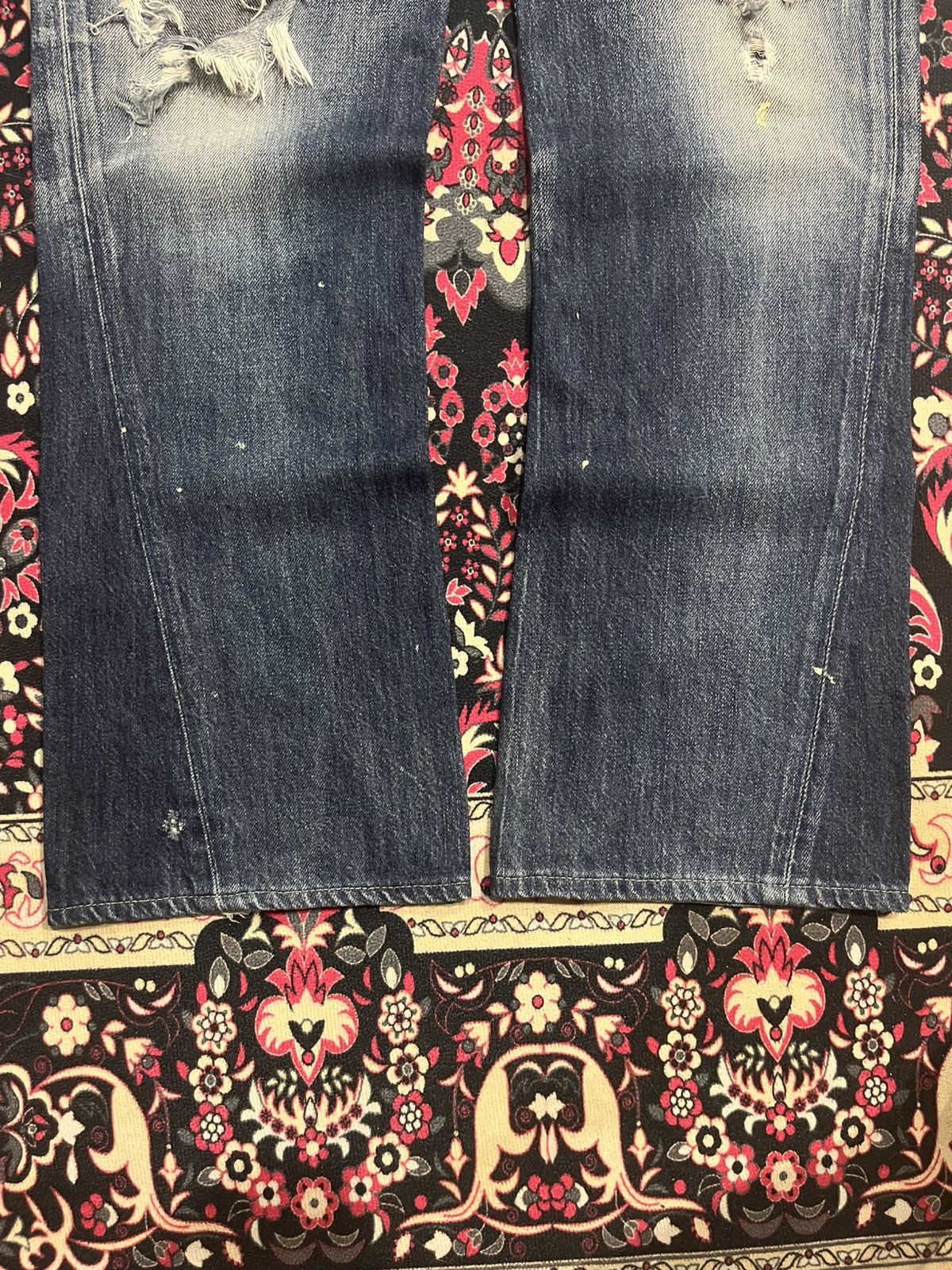 Tornado Mart ⚡️Flare⚡️Vintage Edwin Blue Trip Blowout Distressed Blue Jeans Size US 34 / EU 50 - 10 Thumbnail