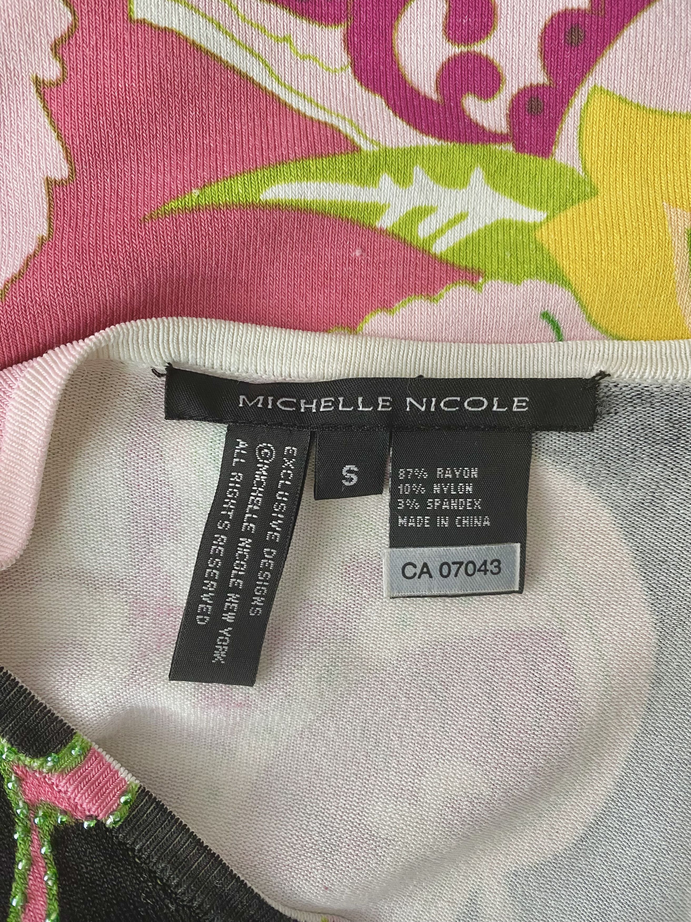 Vintage Michelle Nicole - Pink Abstract Floral Sweater Size S / US 4 / IT 40 - 8 Thumbnail