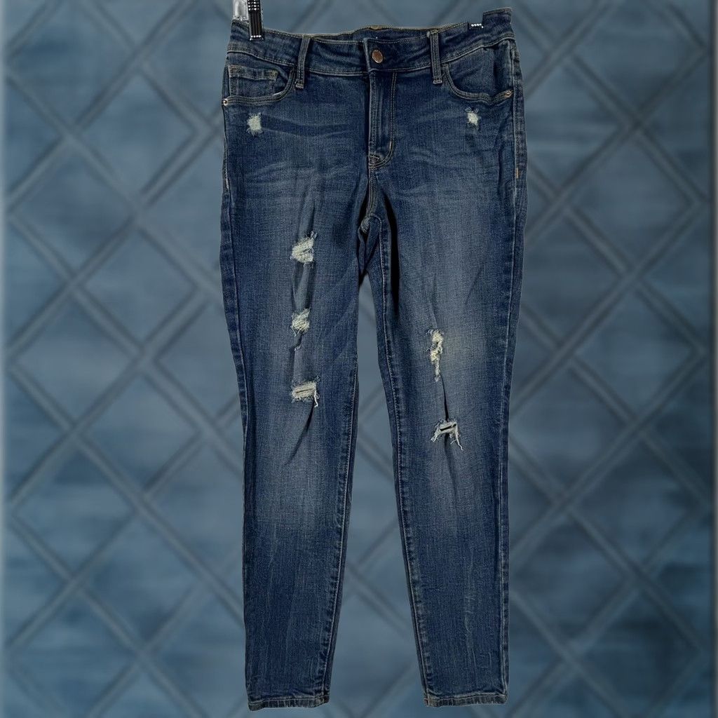 Old Navy Old Navy Rockstar Jeans Women's Size 6 Reg Skinny Stretch Denim Distressed Blue Rock Star Size 28" / US 6 / IT 42 - 1 Thumbnail