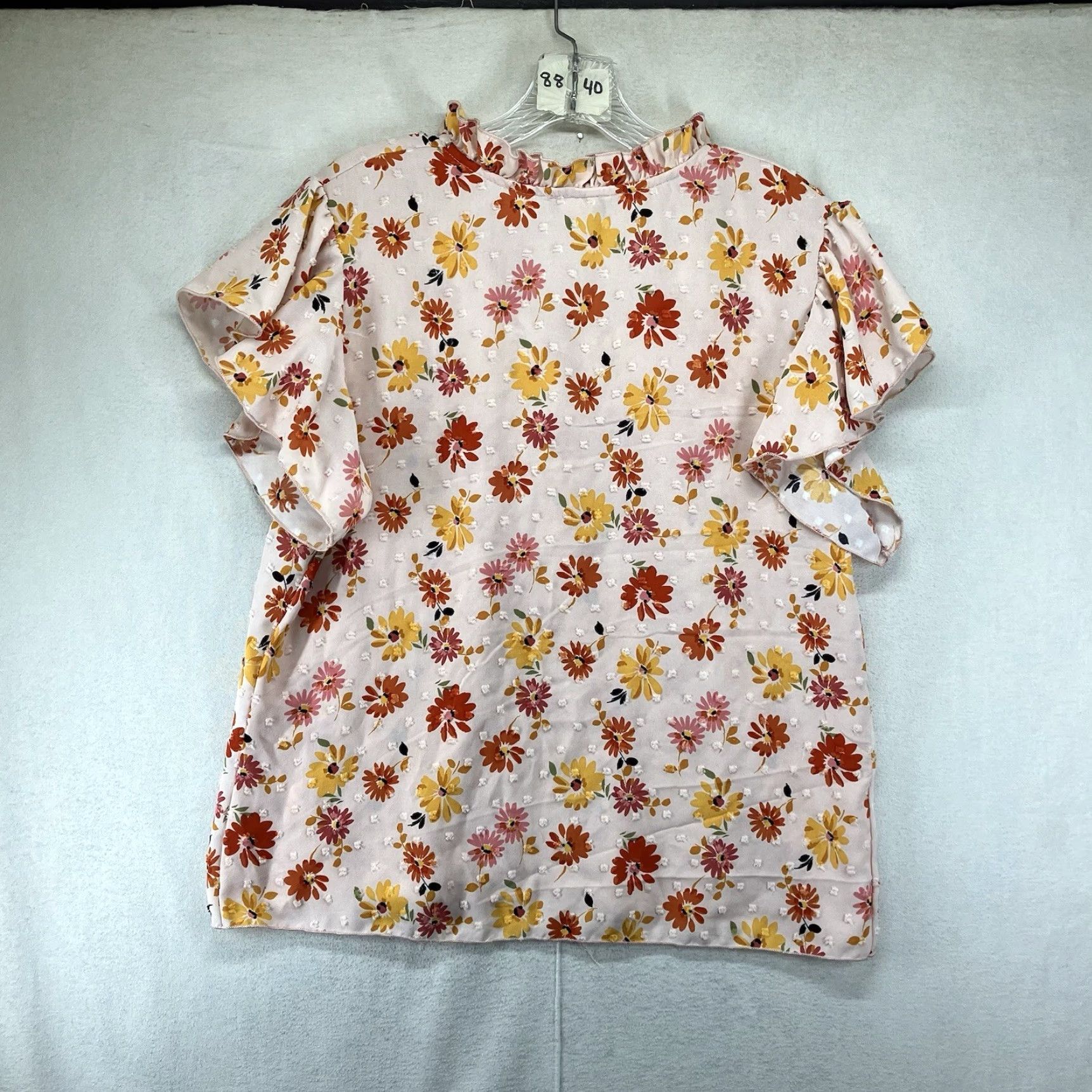 Etro VINTAGE Ny Invasion Women's Top Flutter Front Tie V-Neck Floral 90s Bohemian Pink Flutter Sleeve Regular L Blouse Size L / US 10 / IT 46 - 2 Thumbnail