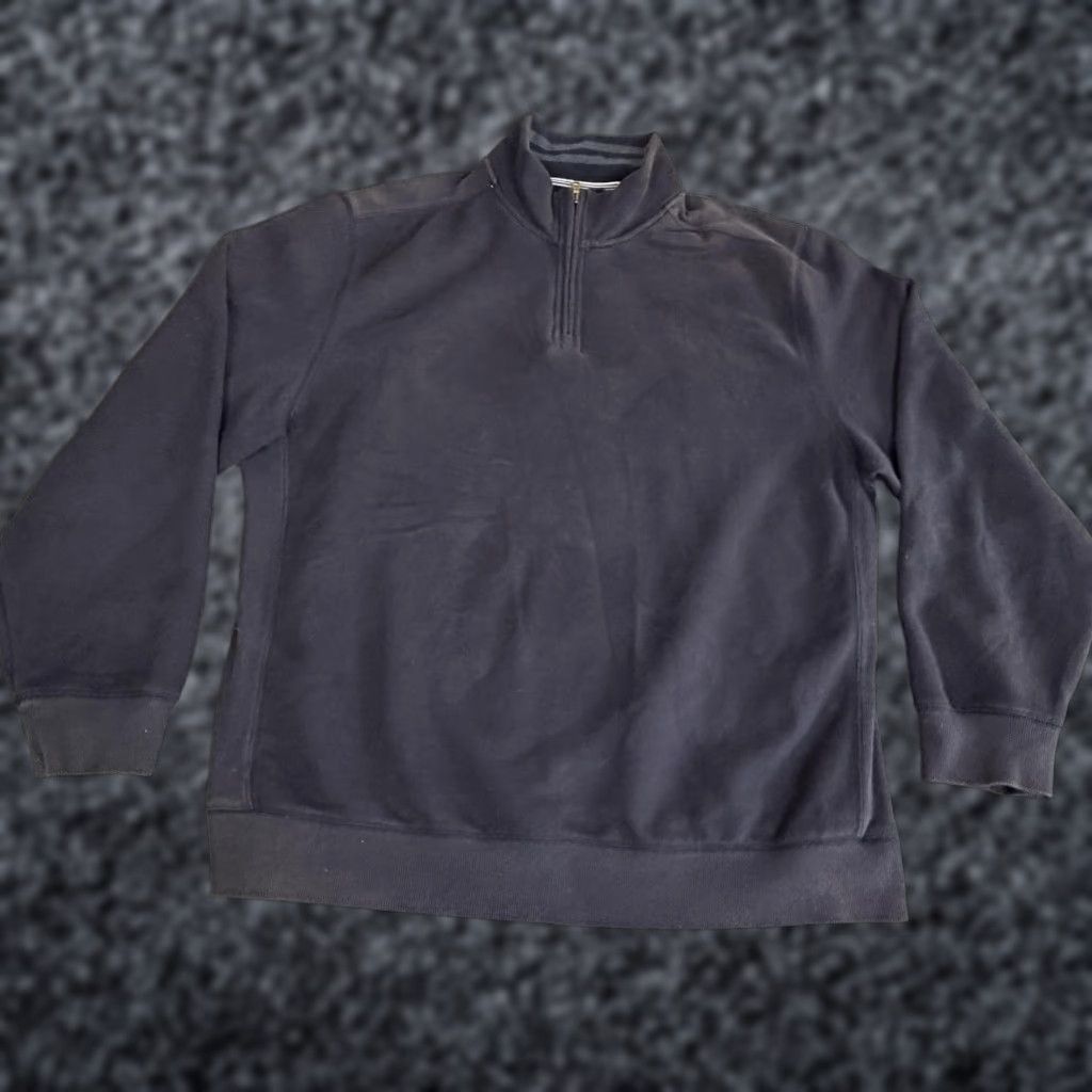 Izod IZOD Sweatshirt Mens 2XLT Black 1/4 Zip Heavyweight Fleece Cotton Pullover Size US XXL / EU 58 / 5 - 1 Thumbnail