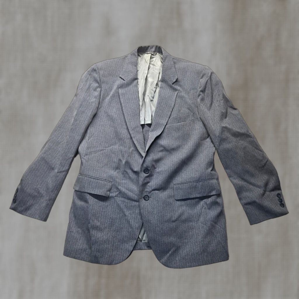 Vintage Woodmere Blazer Shirt Gray 2 Button Adult Mens Size 44 R City Classic Modern 80s 90s Designer Italian Wedding Jacket Size 44R - 1 Thumbnail