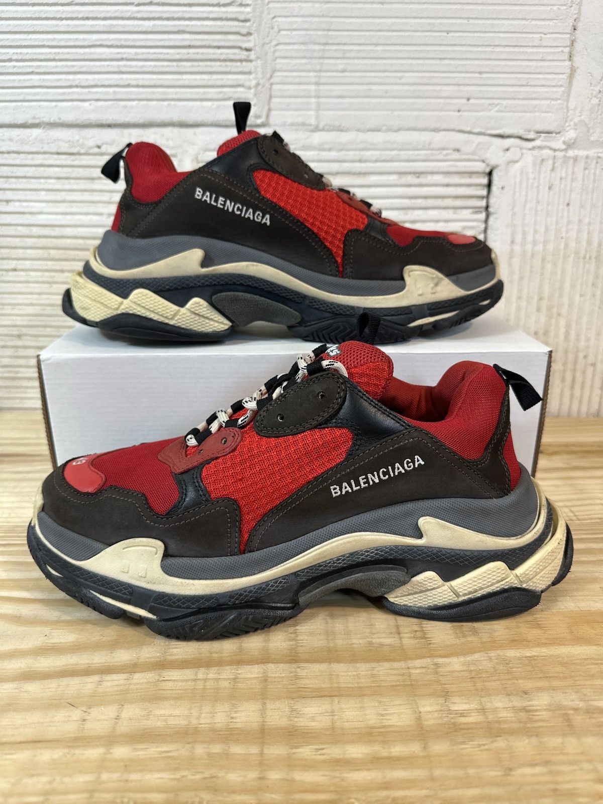 image of Balenciaga Triple S Red Blue Sneaker Size 43 in Blue/Red, Men's