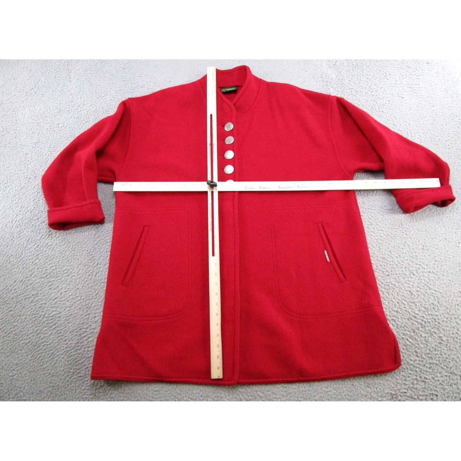 Vintage Geiger Cardigan 100% Wool Heavy Vintage Red Round Neck Long Sleeve Size 38 Women Size XS / US 0-2 / IT 36-38 - 6 Thumbnail