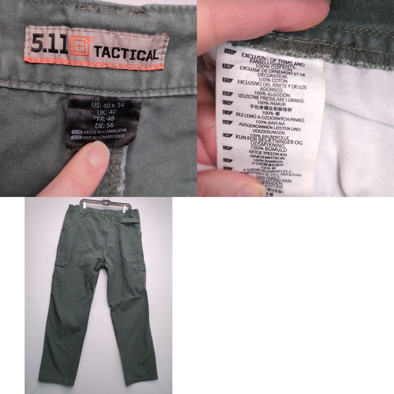 Vintage VINTAGE? 5.11 Tactical Men's Double Knee Pro Ripstop Cargo Tactical Pants 40x32 Green Size US 40 / EU 56 - 8 Thumbnail