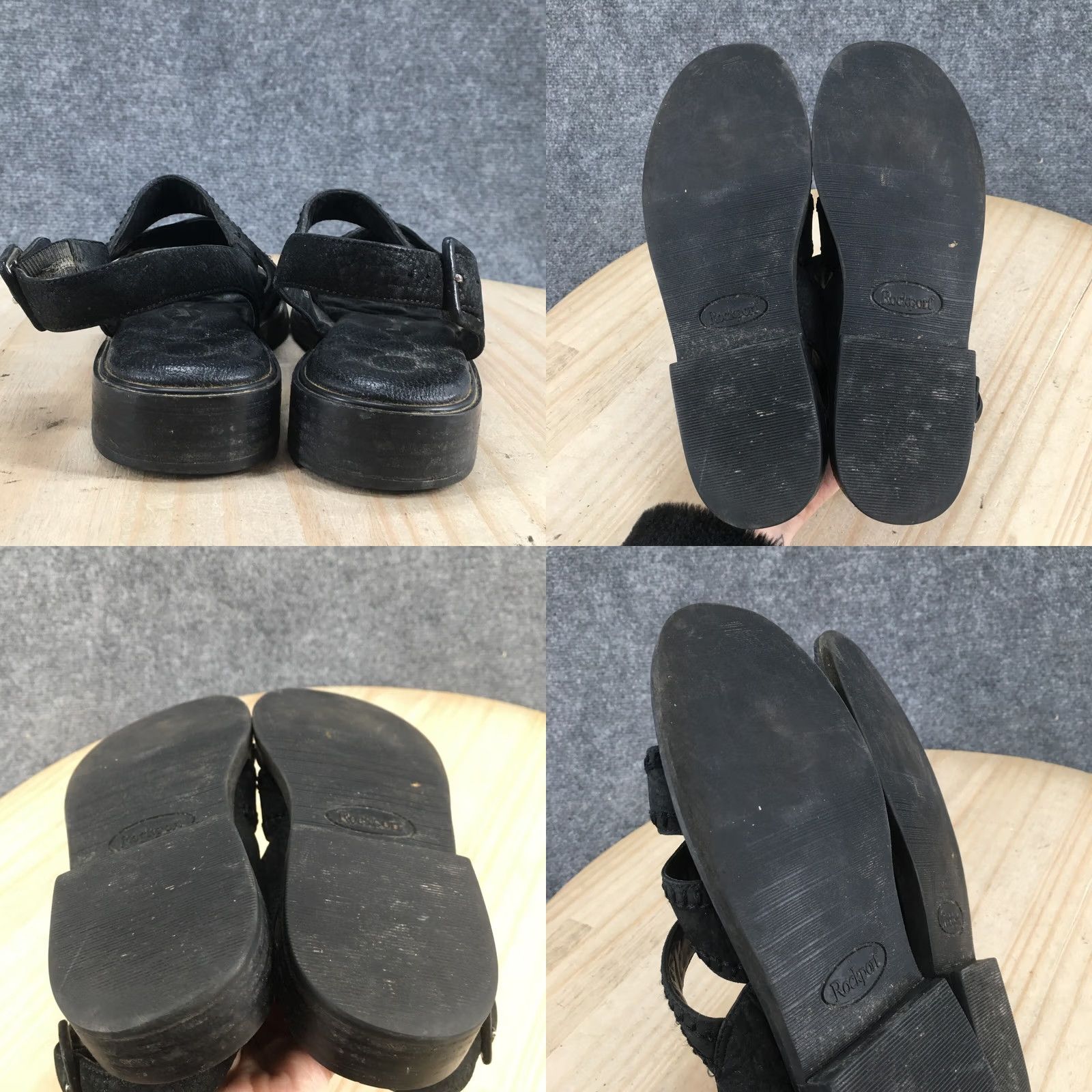 Rockport Rockport Sandals Womens 6.5M Strappy Slingback Black Leather Flats Comfort W8780 Size US 7 / IT 37 - 9 Thumbnail