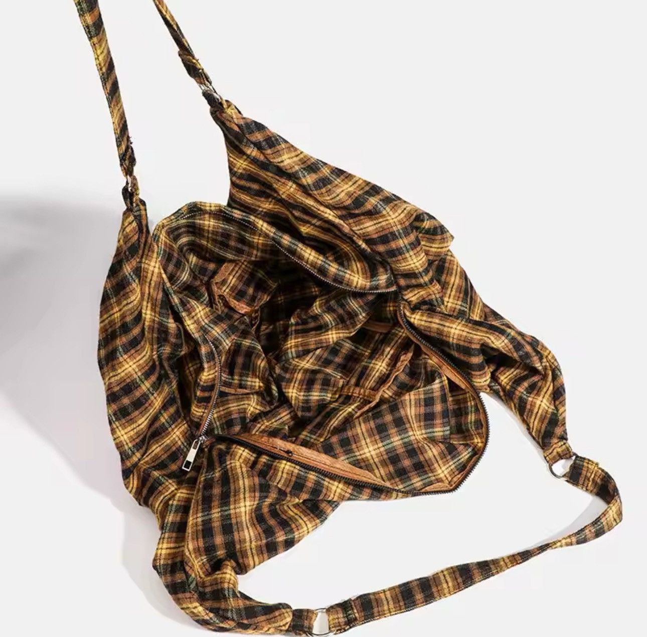 Vintage Streetwear Vintage Style Shoulder Shopping Plaid Canvas Bag Size ONE SIZE - 7 Thumbnail