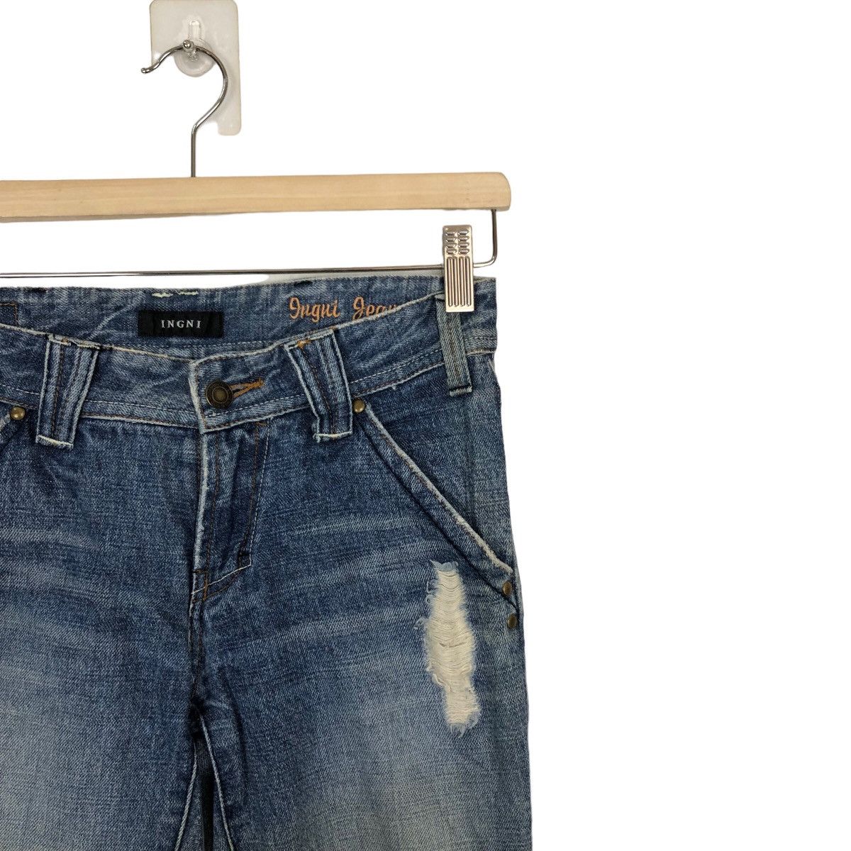 Japanese Brand 🔥RARE BOWCUT DISTRESSED DENIM JEANS INGNI JAPAN Size US 26 / EU 42 - 4 Thumbnail