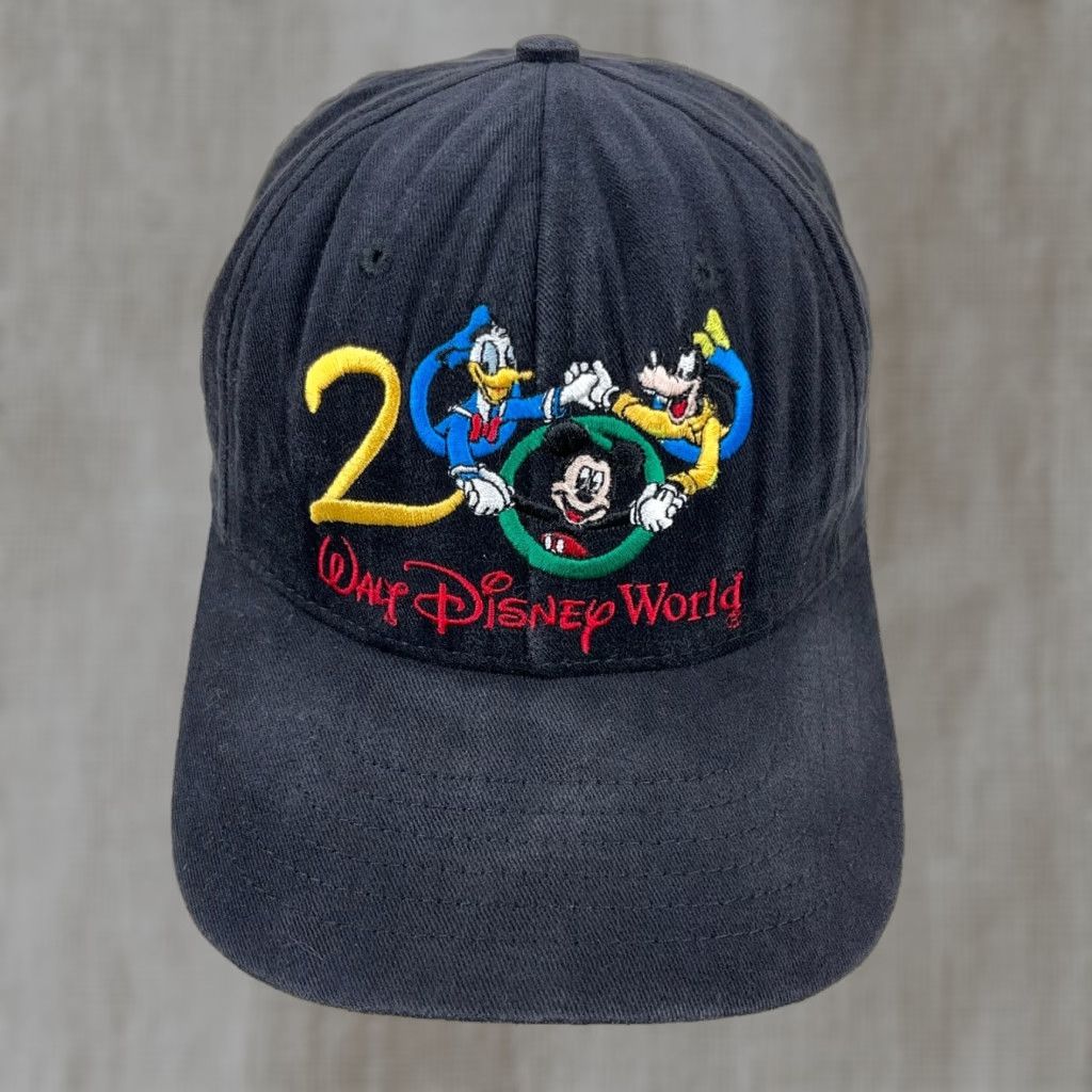 Disney VINTAGE Disney Hat Cap Baseball Cap Mens One Size Black 90s Goofy Mickey Donald Cartoon Logo Adjustable Strap Back Size ONE SIZE - 1 Thumbnail