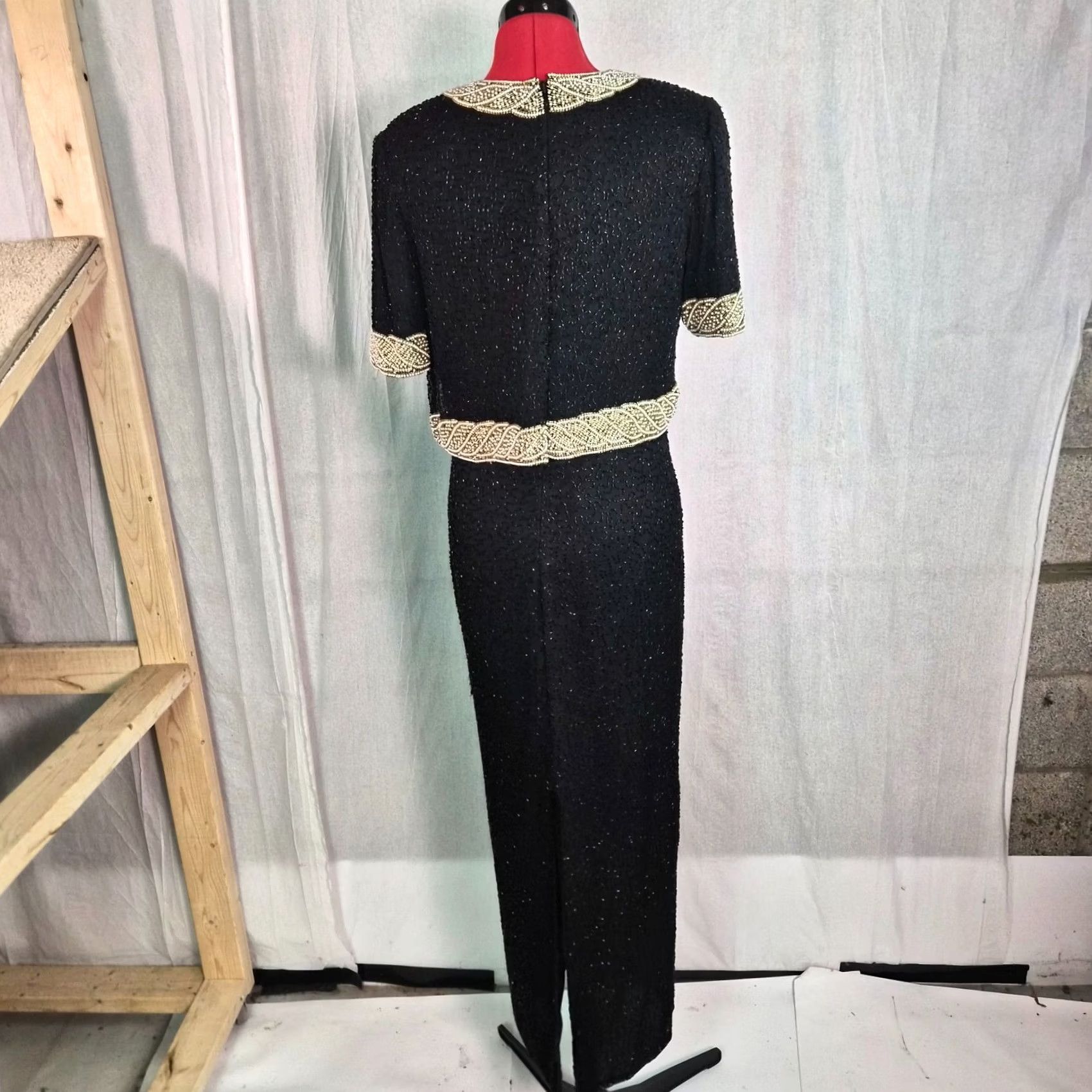 Vintage VINTAGE Laurence Kazar Beaded 100% Silk Dress Maxi Evening M Black Womens Size M / US 6-8 / IT 42-44 - 6 Thumbnail