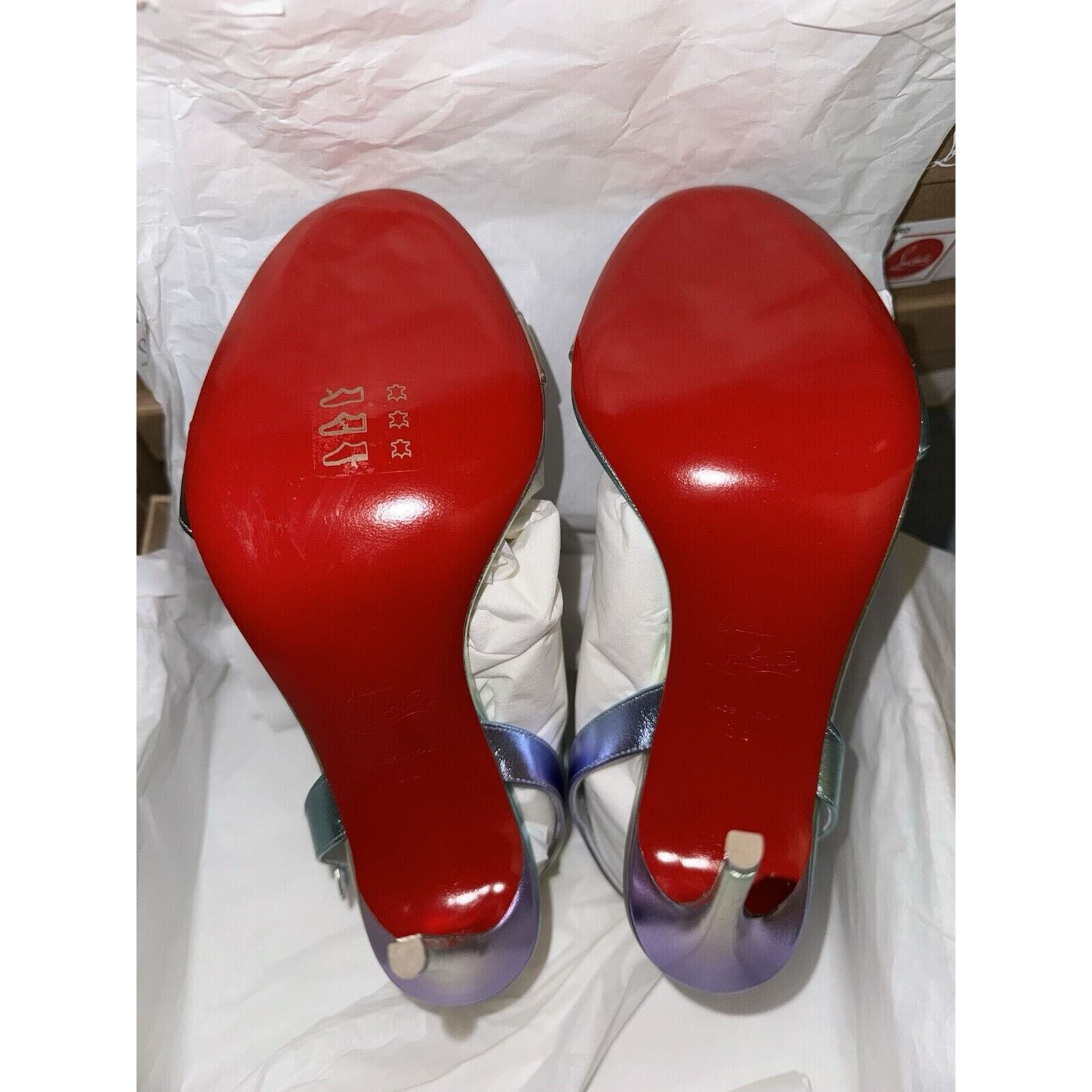 Christian Louboutin Mara 100 Multicolor Purple Sandal Ankle Strap Heel Pump 38 Size US 8 / IT 38 - 13 Thumbnail