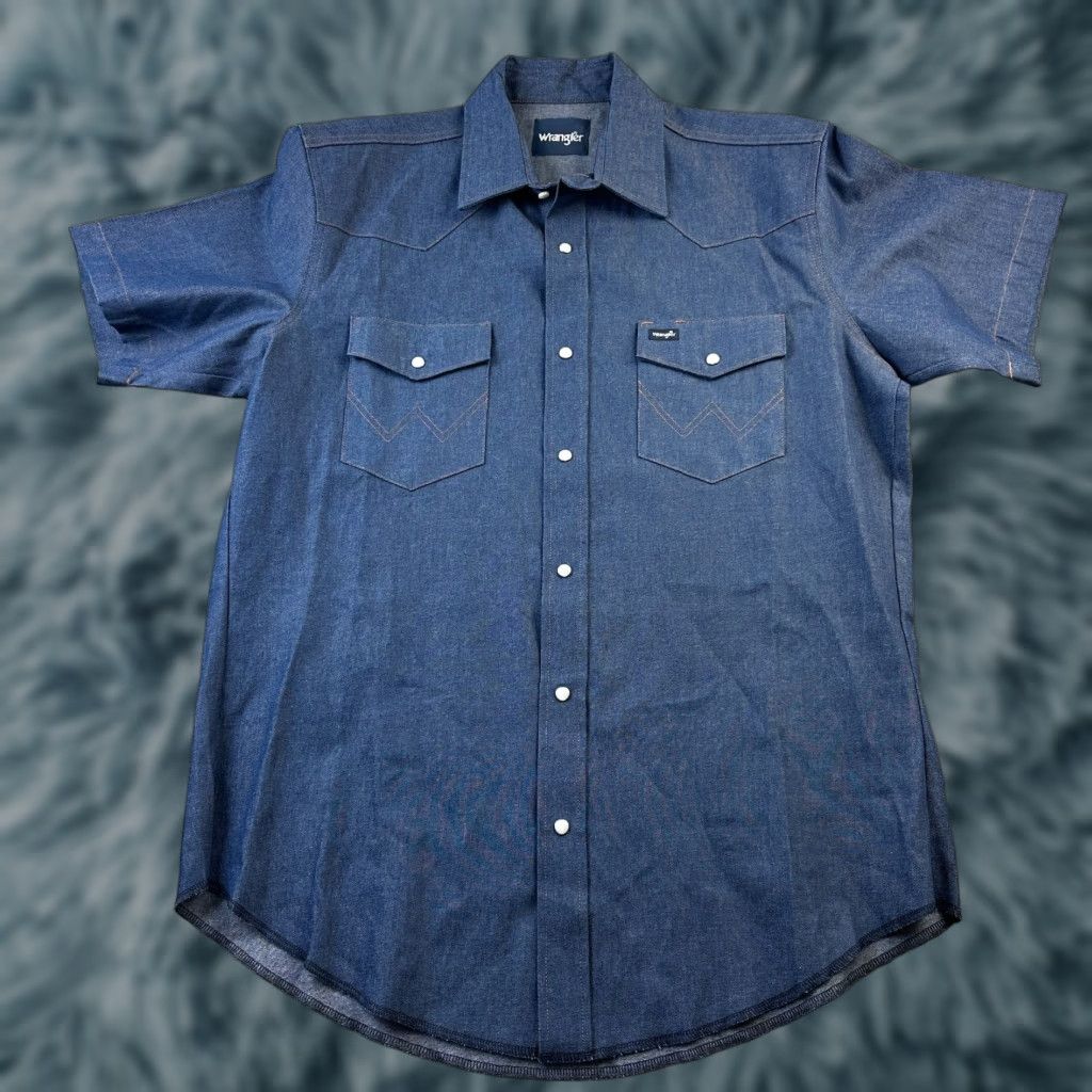 Wrangler Wrangler Shirt Mens Large Blue Denim Pearl Snap Western Size US L / EU 52-54 / 3 - 1 Thumbnail