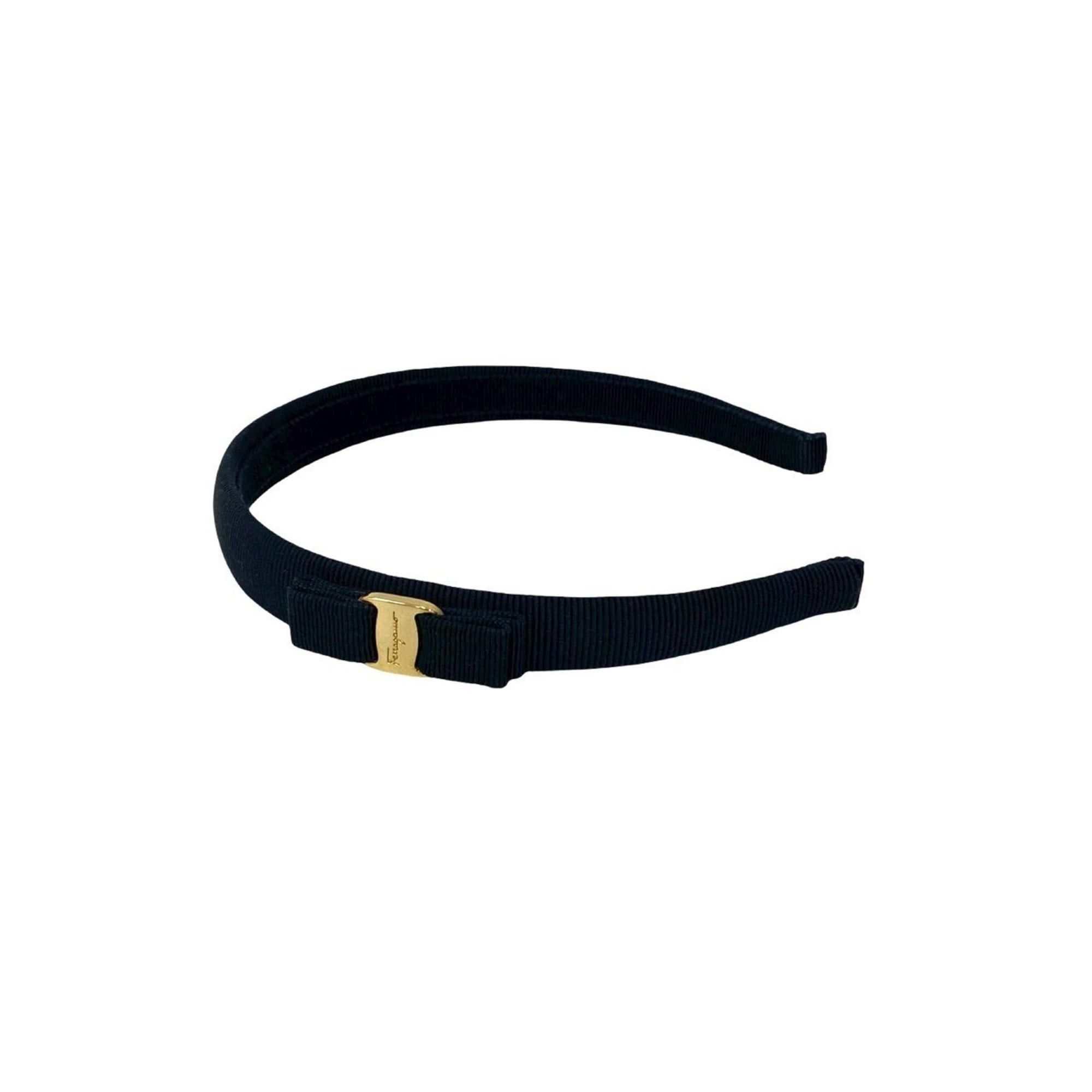 Salvatore Ferragamo Salvatore Ferragamo Vara Ribbon Canvas Headband Hair Accessory, Navy, 65581 Size ONE SIZE - 1 Thumbnail