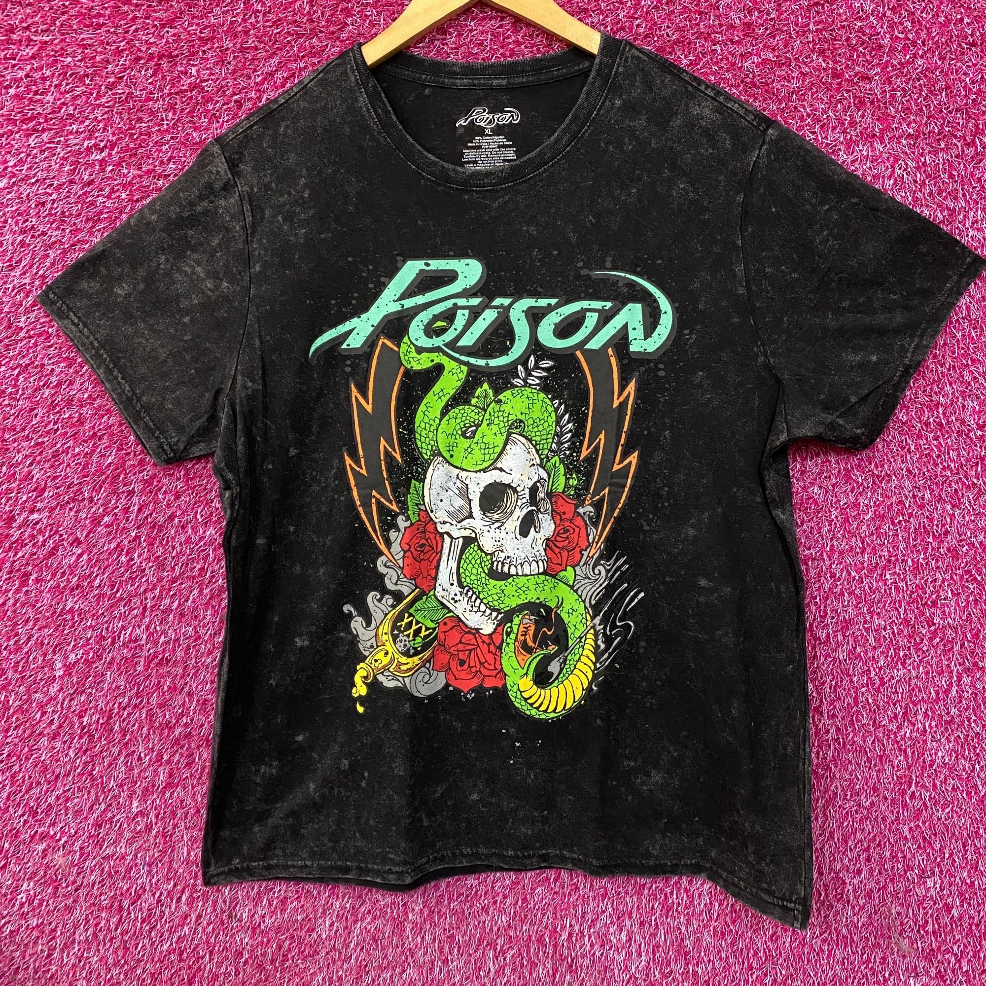 Band Tees Poison Snakes and Skulls Mineral Wash Rock Band T-Shirt XL Size US XL / EU 56 / 4 - 1 Thumbnail