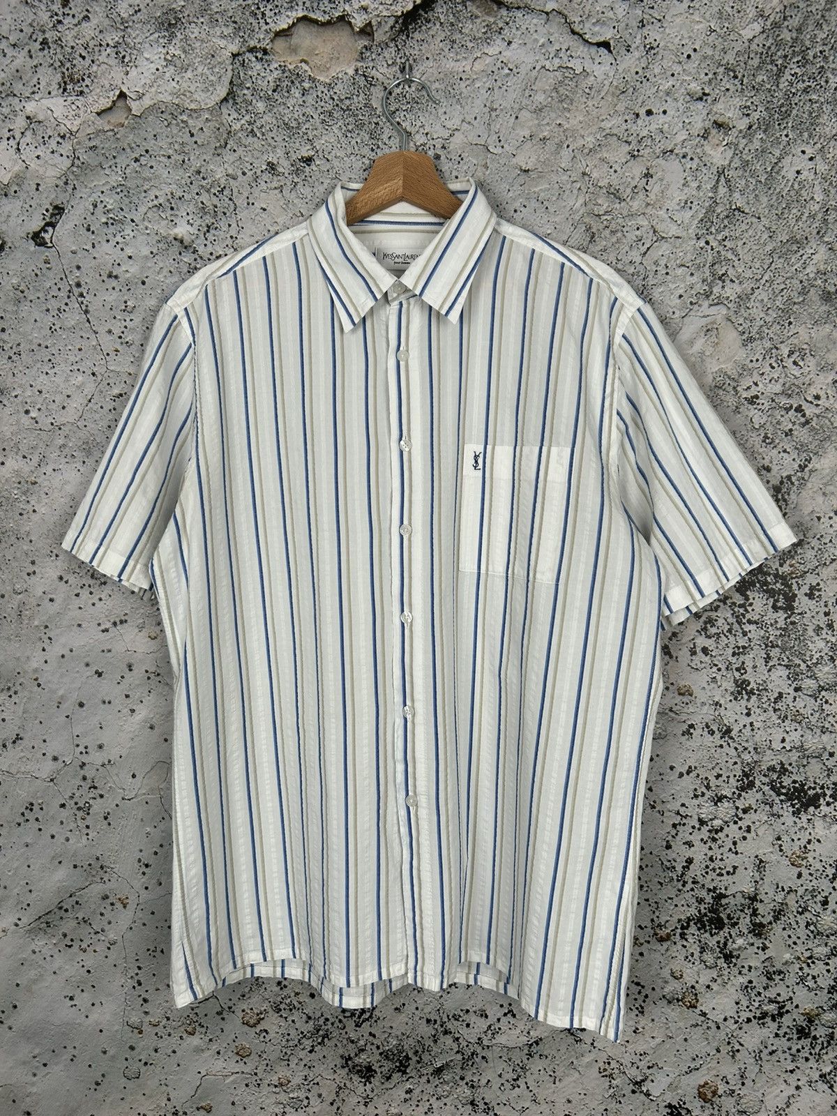 Vintage Yves Saint Laurent Pour Homer Stripe Shirt 90s Rare