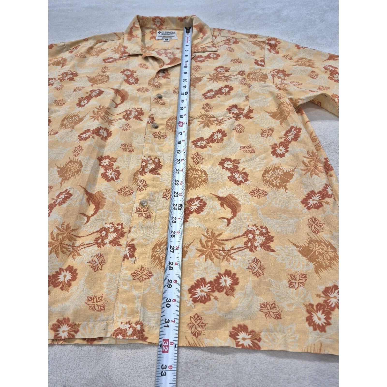 Columbia Columbia Shirt XXL Button Up Orange Linen Marlin Print Size US XXL / EU 58 / 5 - 4 Thumbnail