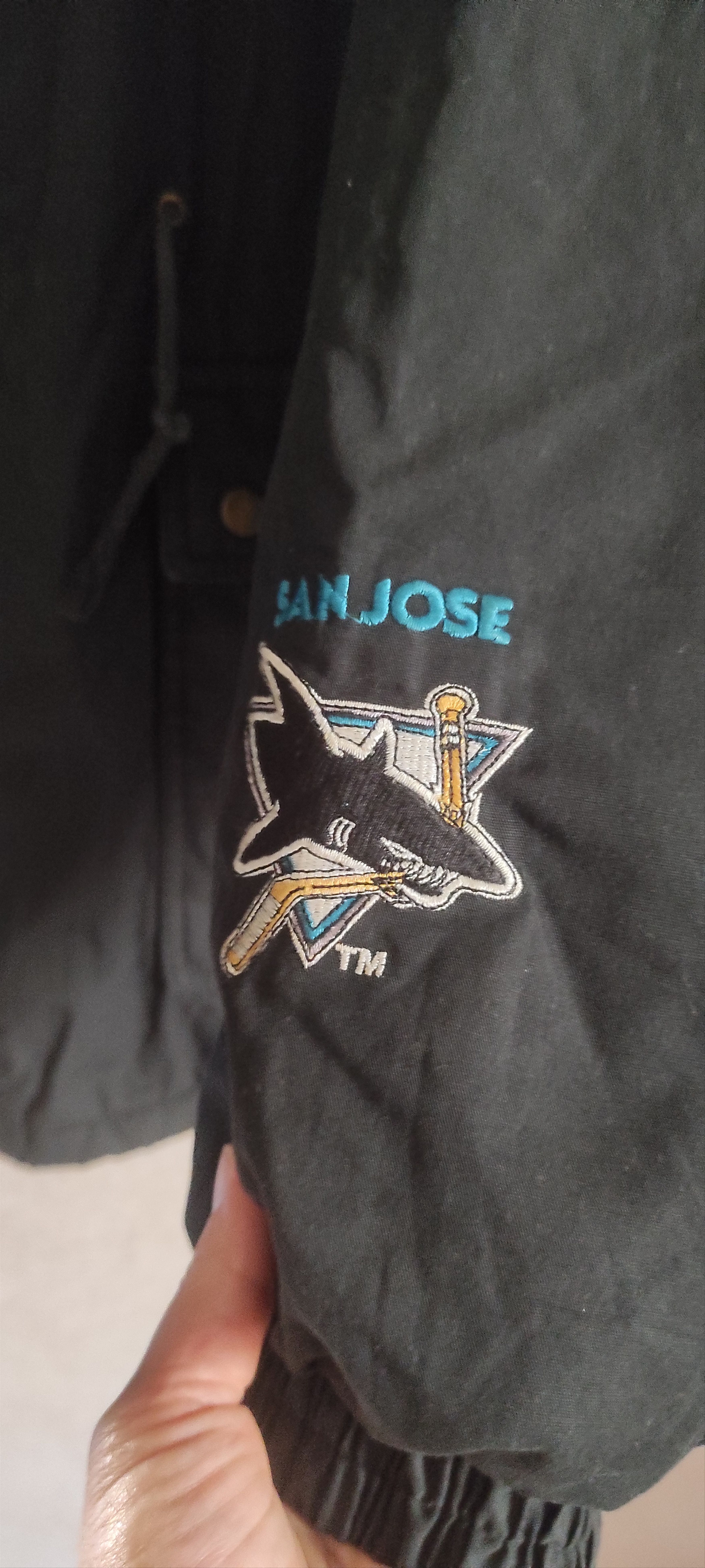 NHL × Vintage Vtg San Jose Sharks Hooded Bomber Parka Hockey Jacket Size US XL / EU 56 / 4 - 11 Thumbnail