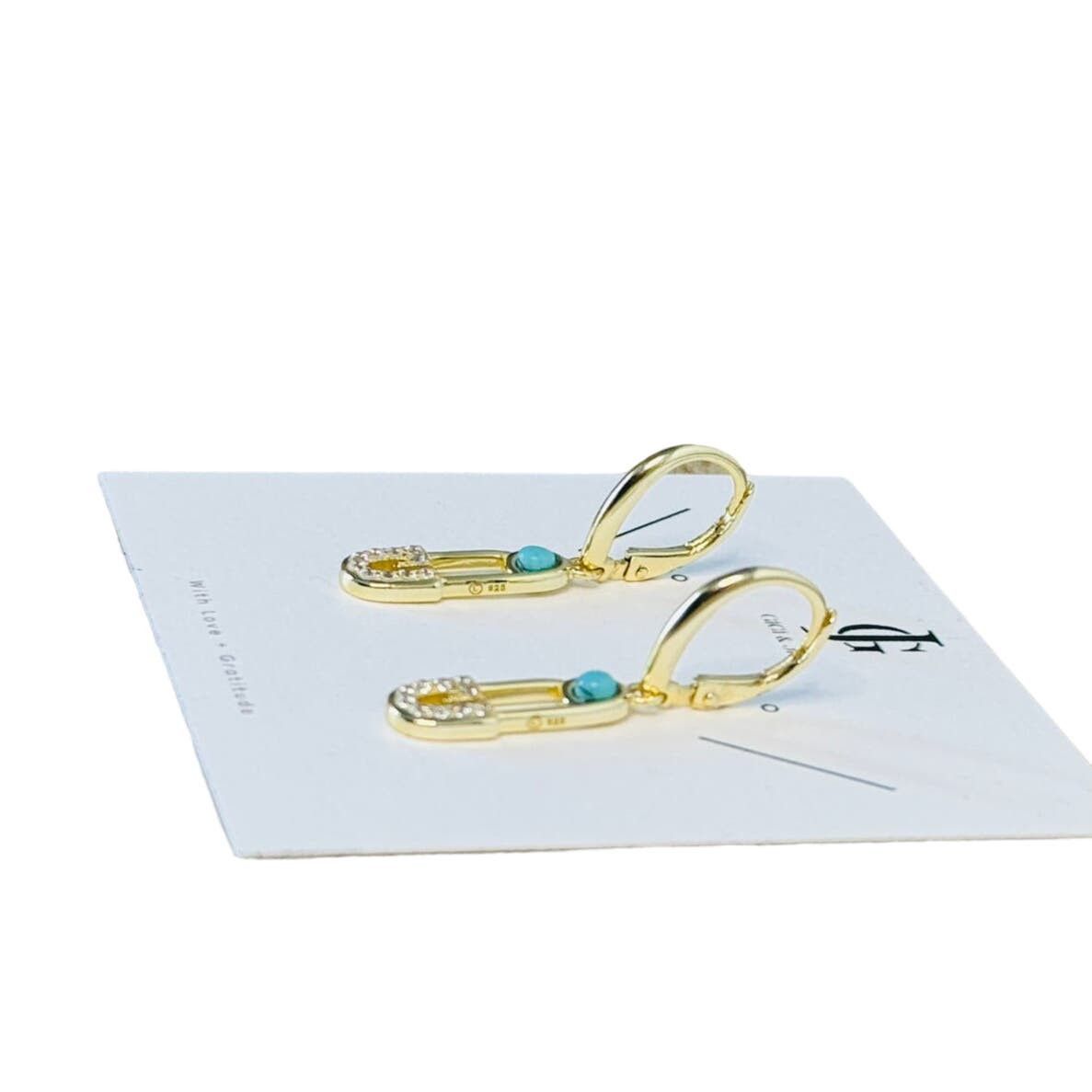Other Paperclip Link Drop Earrings Sterling Silver 925 color gold Size ONE SIZE - 3 Thumbnail