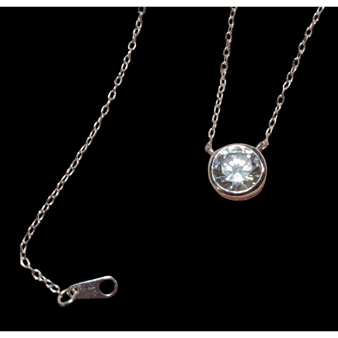 Other Minimalist Sterling Silver Gemmed Pendant Necklace Size ONE SIZE - 4 Thumbnail