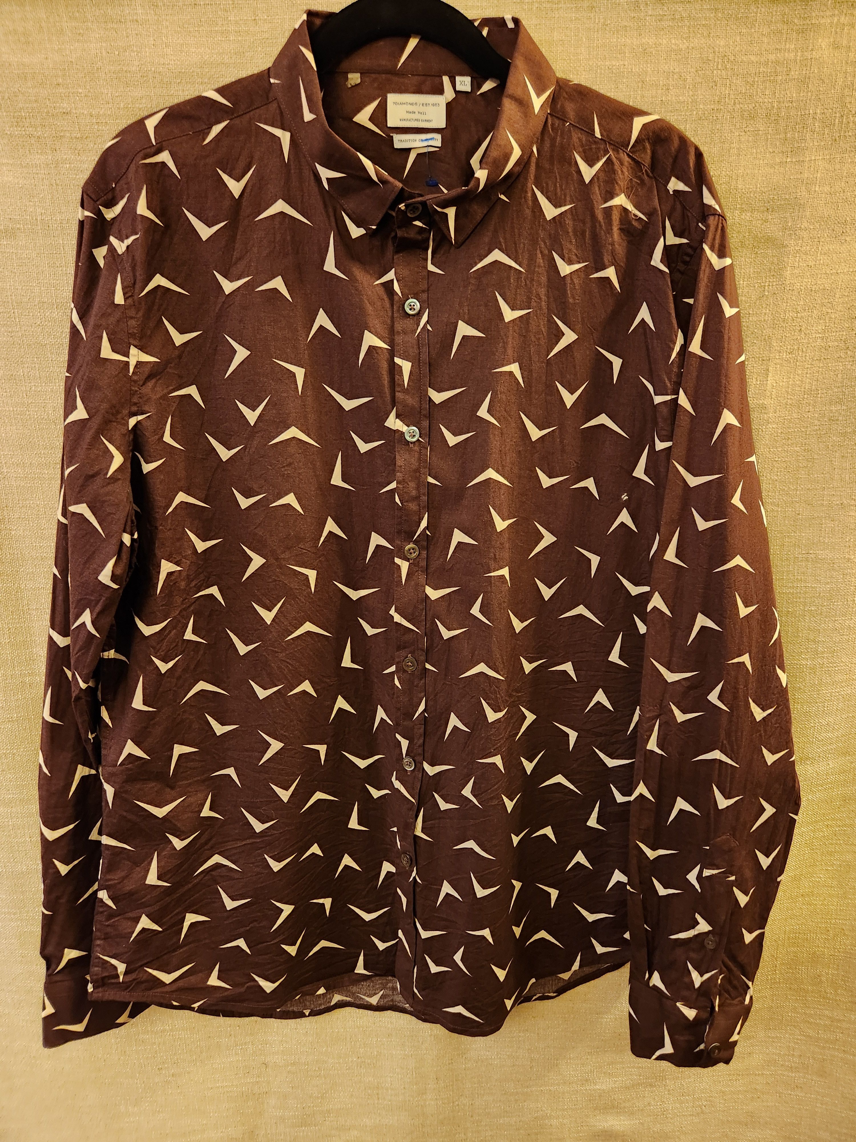 7Diamonds Men's Cotton Button Front Shirt Size US XL / EU 56 / 4 - 1 Thumbnail
