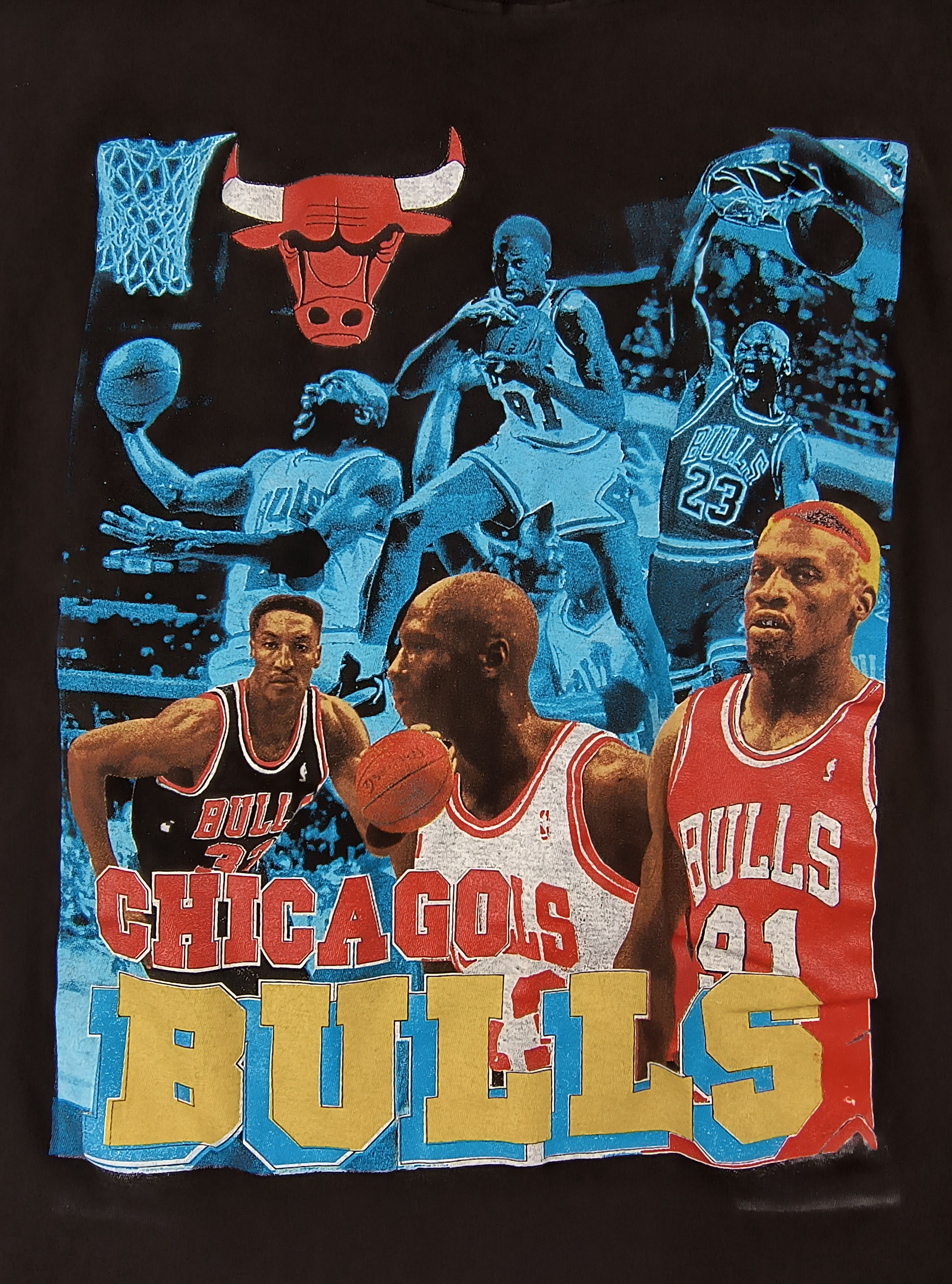 NBA Vintage Chicago bulls champion Jordan Rodman Pippen 1996 tee Size US XL / EU 56 / 4 - 2 Thumbnail