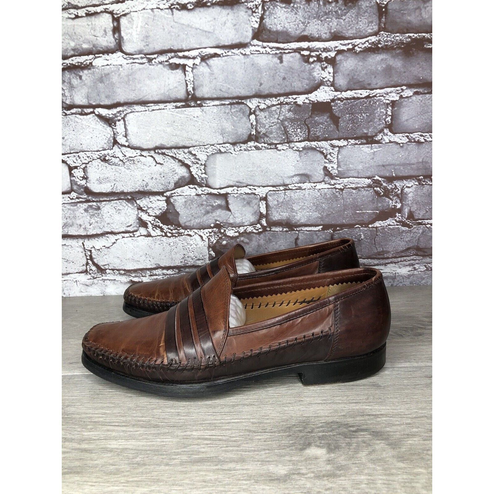 Other LORENZO BANFI Milano Brown Leather Slip On Loafers Dress Sho Size US 8 / EU 41 - 9 Thumbnail