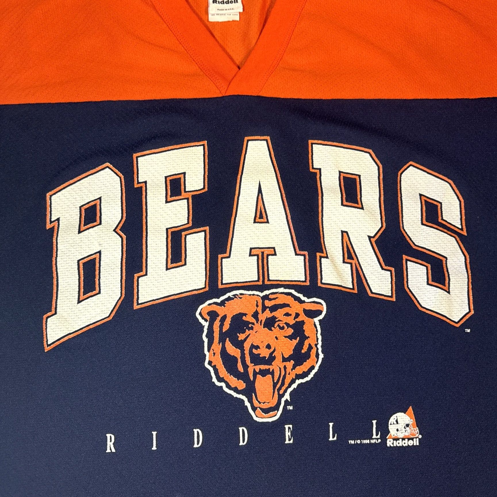 Riddell VINTAGE Chicago Bears Riddell V-Neck T-Shirt NFL Football XL Men Blue Jersey 1996 Size US XL / EU 56 / 4 - 3 Thumbnail