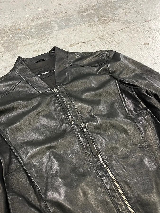 Emporio Armani SS2011 Emporio Armani Structured Black Leather Multi Zip Jacket Size US M / EU 48-50 / 2 - 6 Thumbnail