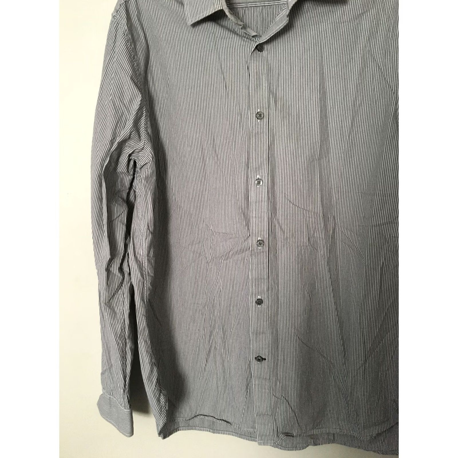 Banana Republic Banana Republic Mens Shirt L Large Slim Fit Button-Down Gray Striped Pattern Multicolor Non-Iron Casual Business Mens Size 42R - 2 Thumbnail