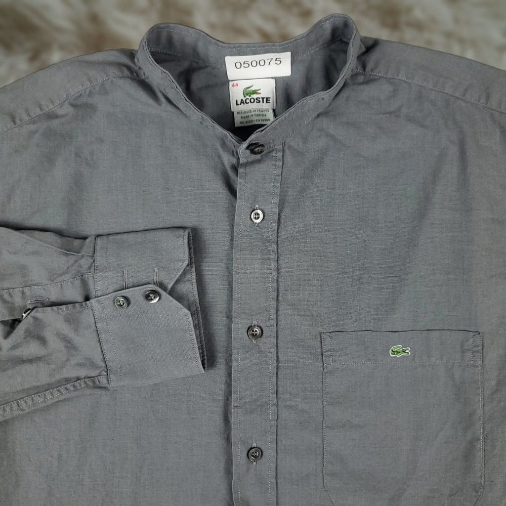 Lacoste Lacoste Shirt Mens 44 Gray Band Collar Button-Up Long Sleeve Regular Fit Cotton Woven Adult Mens All Seasons Classic Preppy Modern 90s Event Size US XXL / EU 58 / 5 - 1 Thumbnail