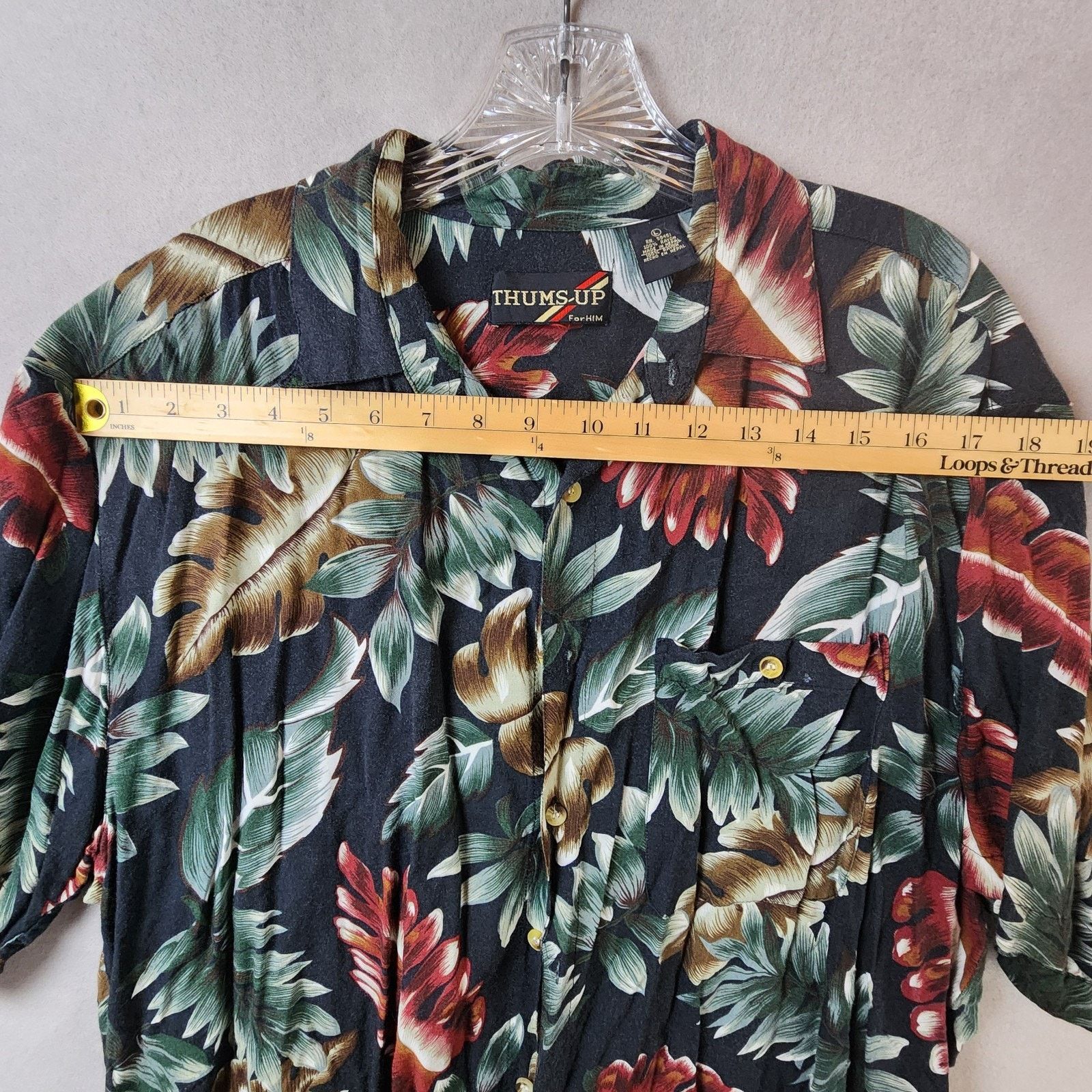 Other Thums-Up for Him Tropical Floral Shirt Large Rayon Black Size US L / EU 52-54 / 3 - 3 Thumbnail