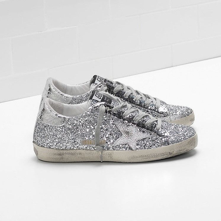 Golden Goose Golden Goose Superstar Silver Distressed Glitter Sneakers 38 Size US 8 / IT 38 - 1 Thumbnail