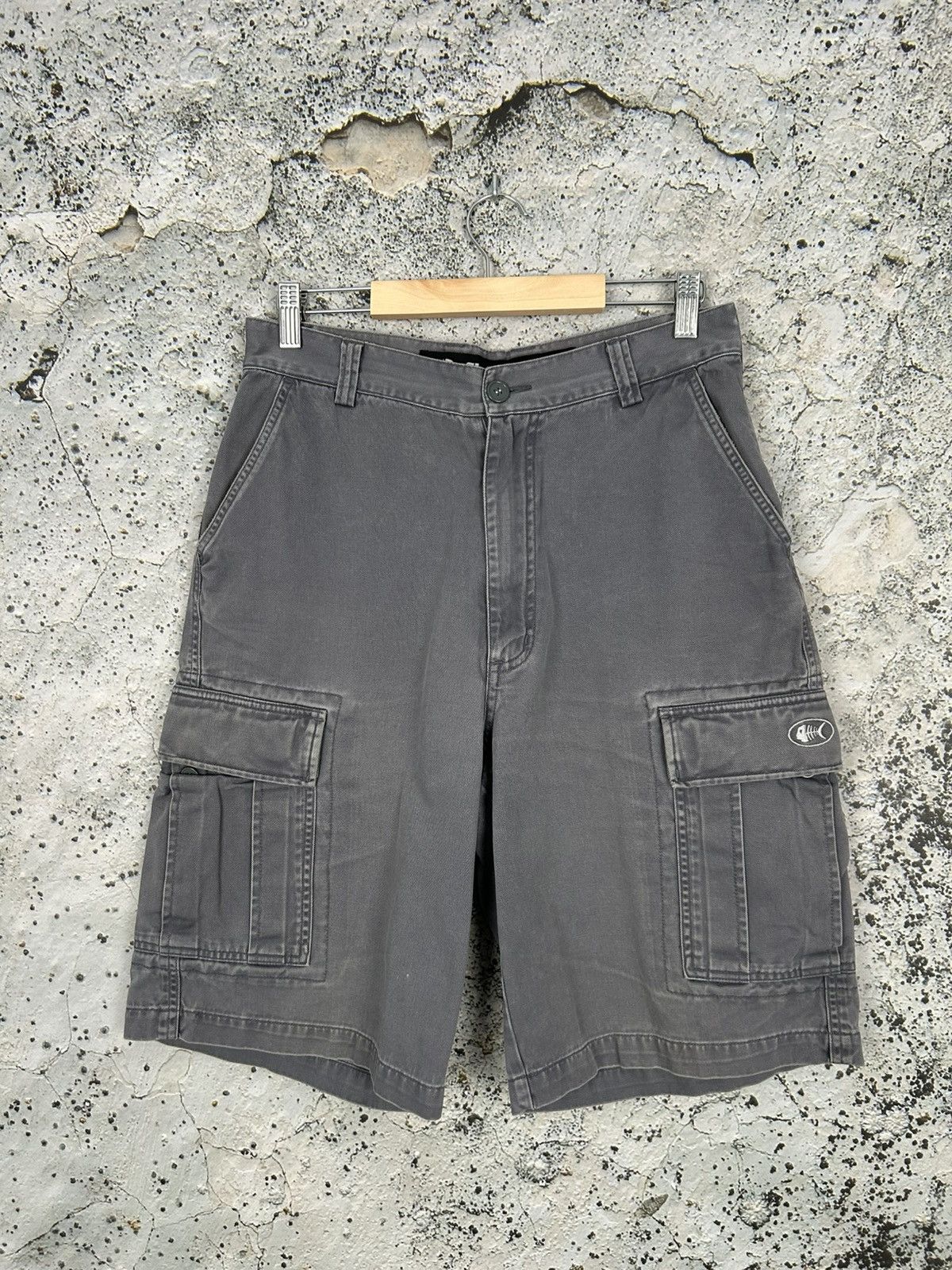 Vintage Fishbone Grey Cargo Pants Streetwear Baggy Rap