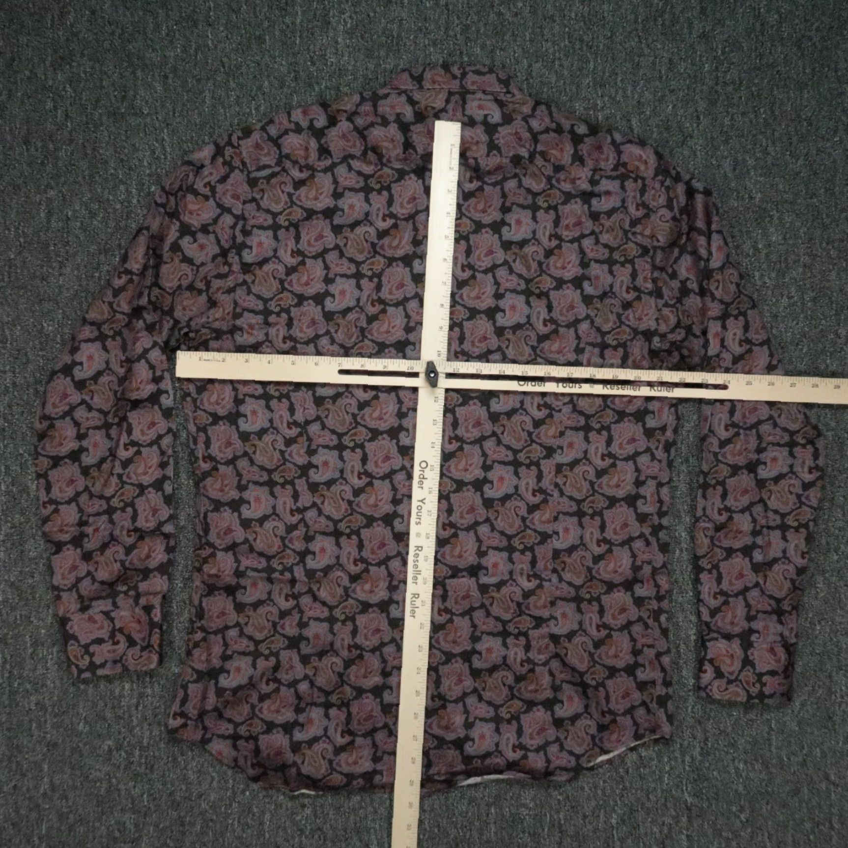 Eton Shirt Men Large Black Paisley Stripe Long Sleeve Button