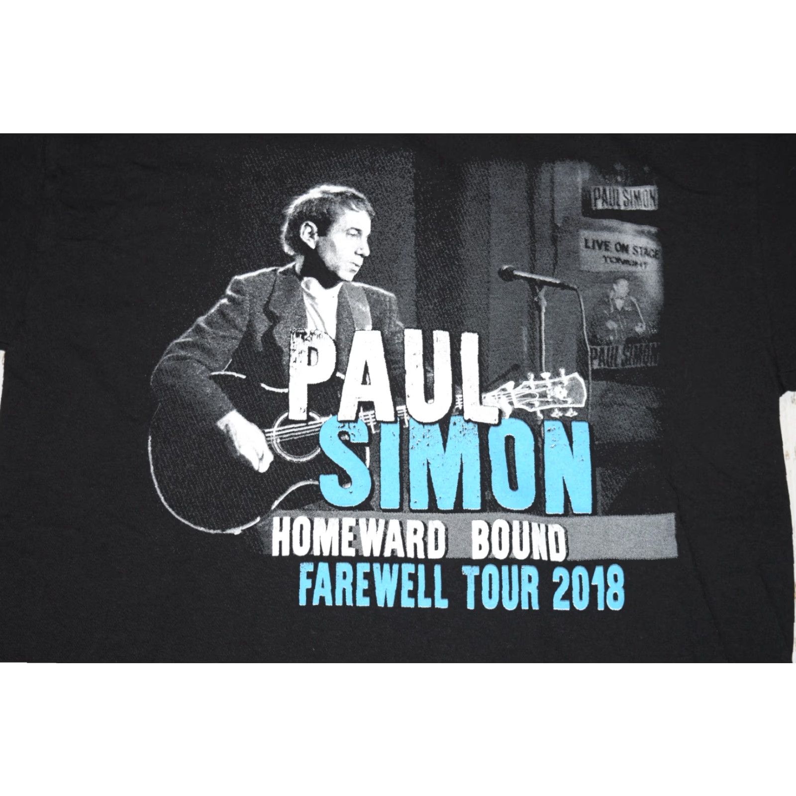 Fruit Of The Loom VINTAGE Paul Simon Homeward Bound Farewell Tour Black T-Shirt Mens Medium Black Knit Cotton Double-Sided 90s Concert Theme PAUL SIMON Mens Size US M / EU 48-50 / 2 - 2 Thumbnail