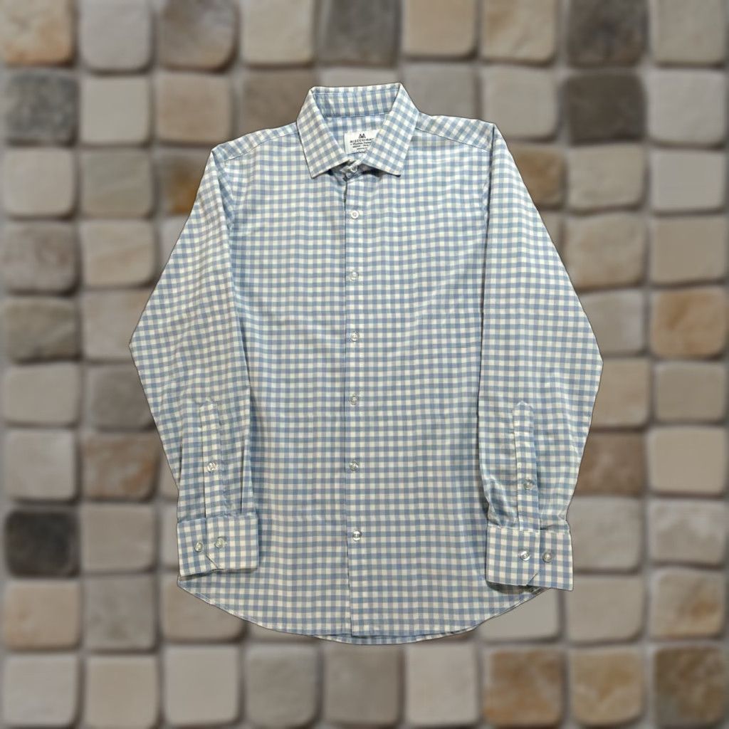 Mizzen+Main Mizzen+Main Shirt Mens Medium White Gingham Check Trim Fit Tradition Evolved Size US M / EU 48-50 / 2 - 1 Thumbnail