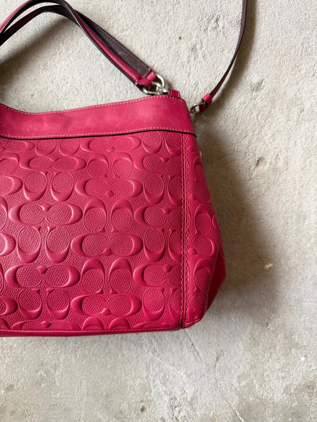 Coach Coach 2Way Signature Embossed Lexy Shoulder Bag Red Size ONE SIZE - 8 Thumbnail
