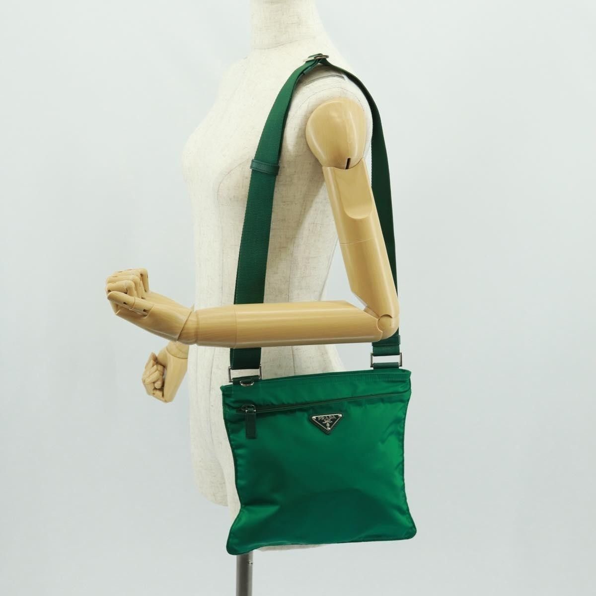 Prada PRADA Shoulder Bag Nylon Green Silver Auth 164302V Size ONE SIZE - 14 Thumbnail