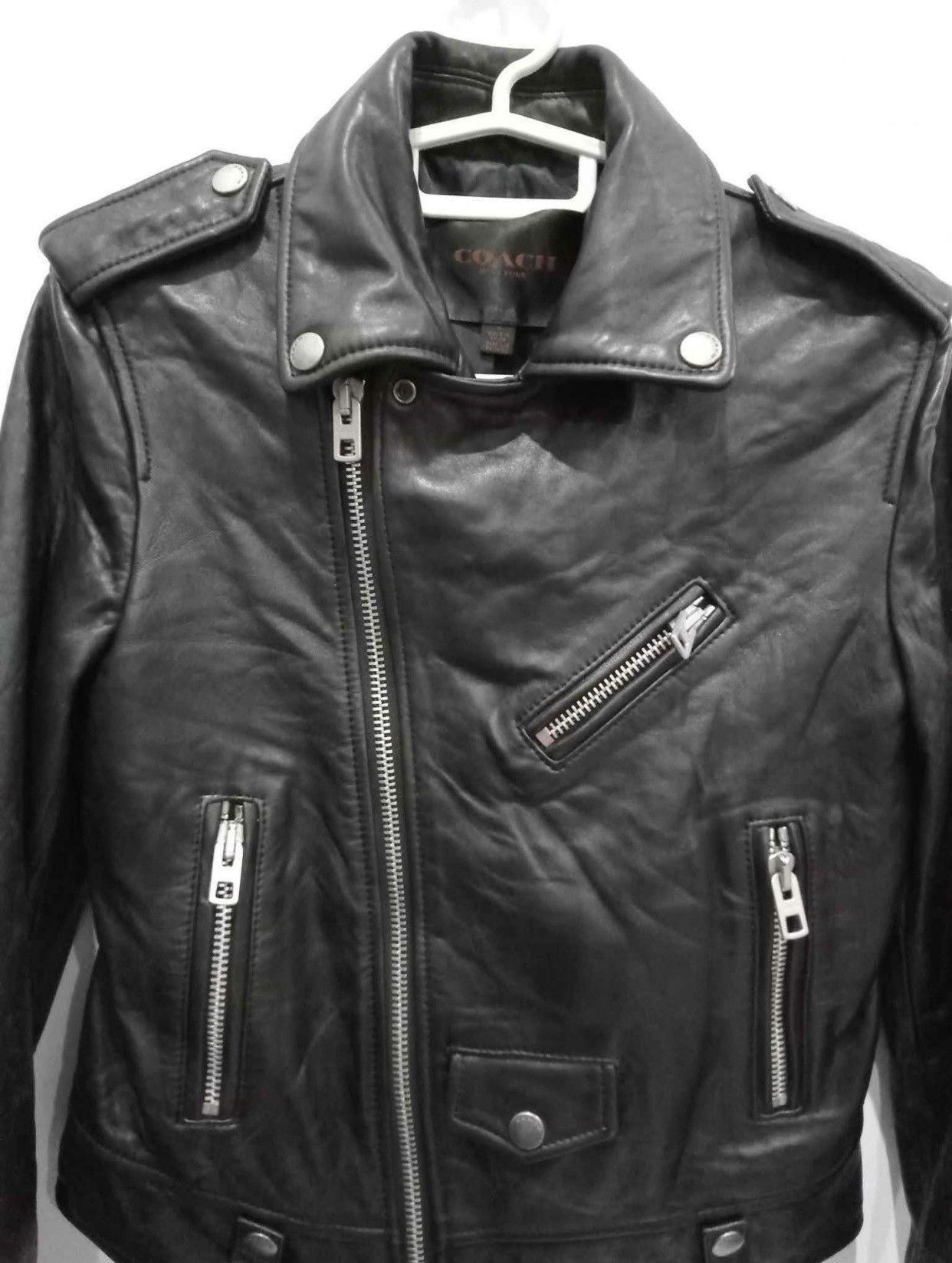 Coach Coach Moto Leather Jacket Size L / US 10 / IT 46 - 4 Thumbnail