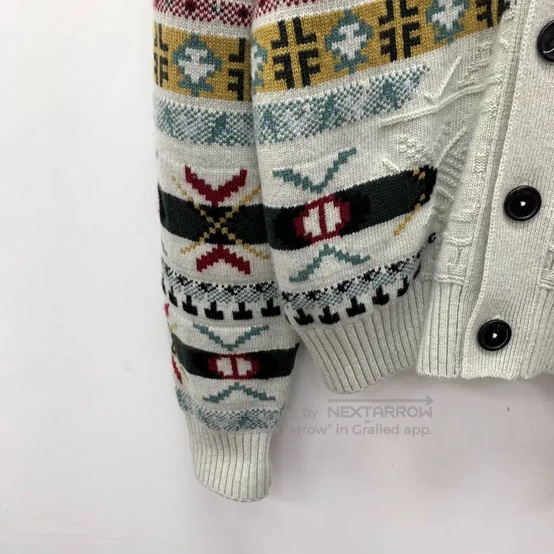 Hermes Hermes Gray jacquard floral patchwork cashmere V-neck sing Size US M / EU 48-50 / 2 - 4 Thumbnail