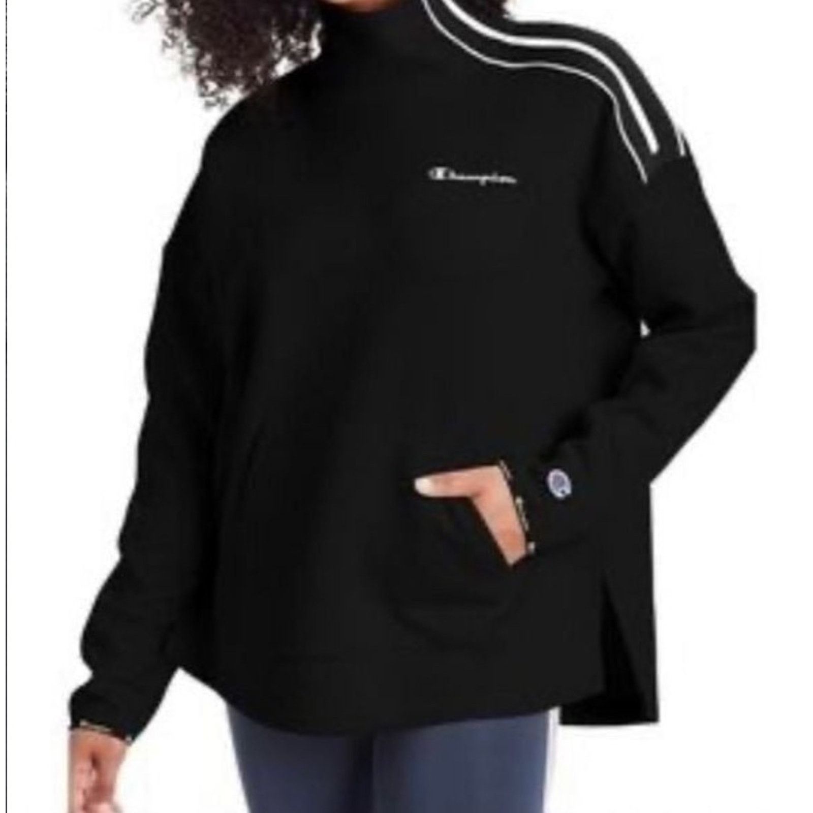 Champion Champion Sweatshirt Large Black Sport Mock Neck Pullover Size L / US 10 / IT 46 - 1 Thumbnail