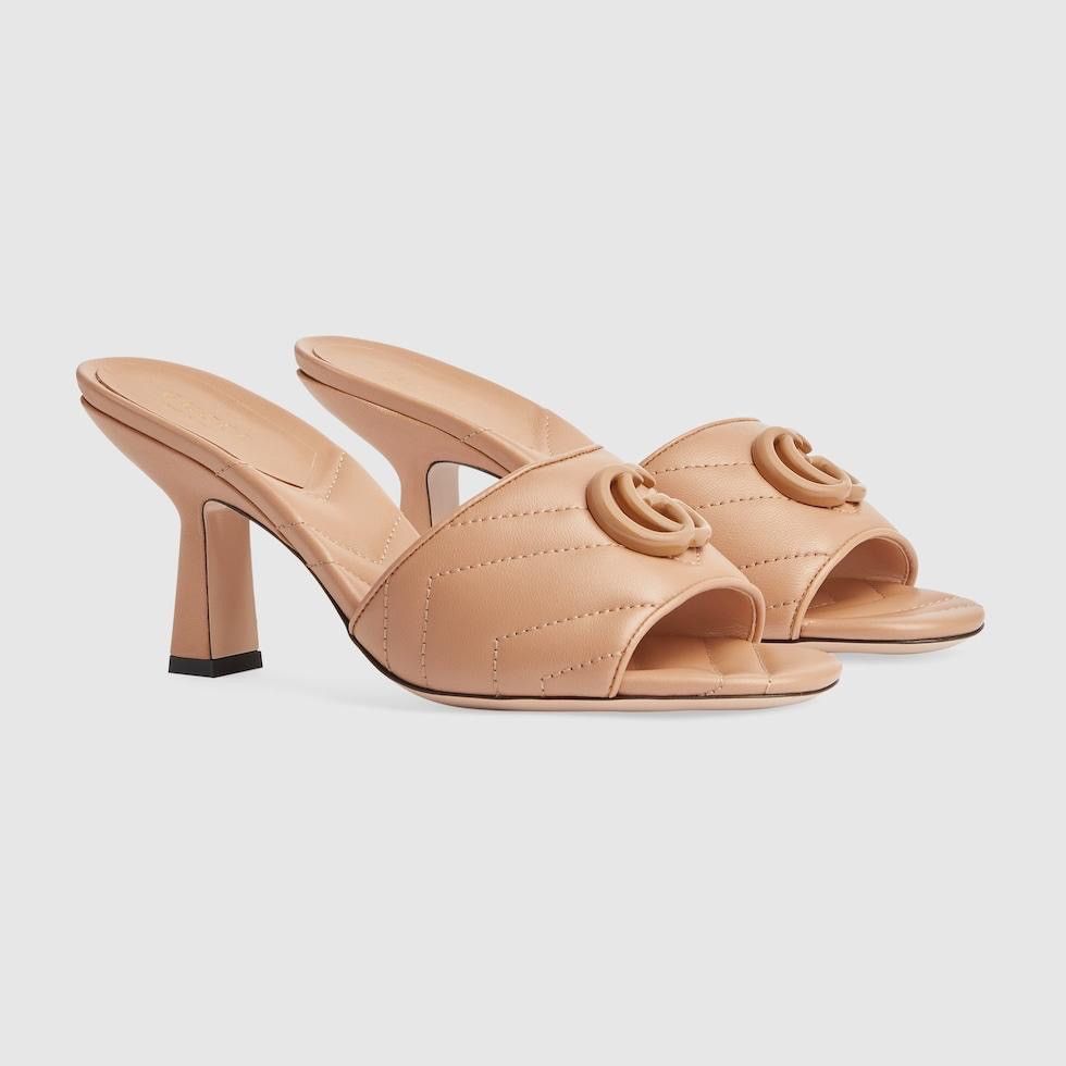 Gucci Double G Mid Heel Slide Sandlas in beige Size US 6.5 / IT 36.5 - 1 Preview