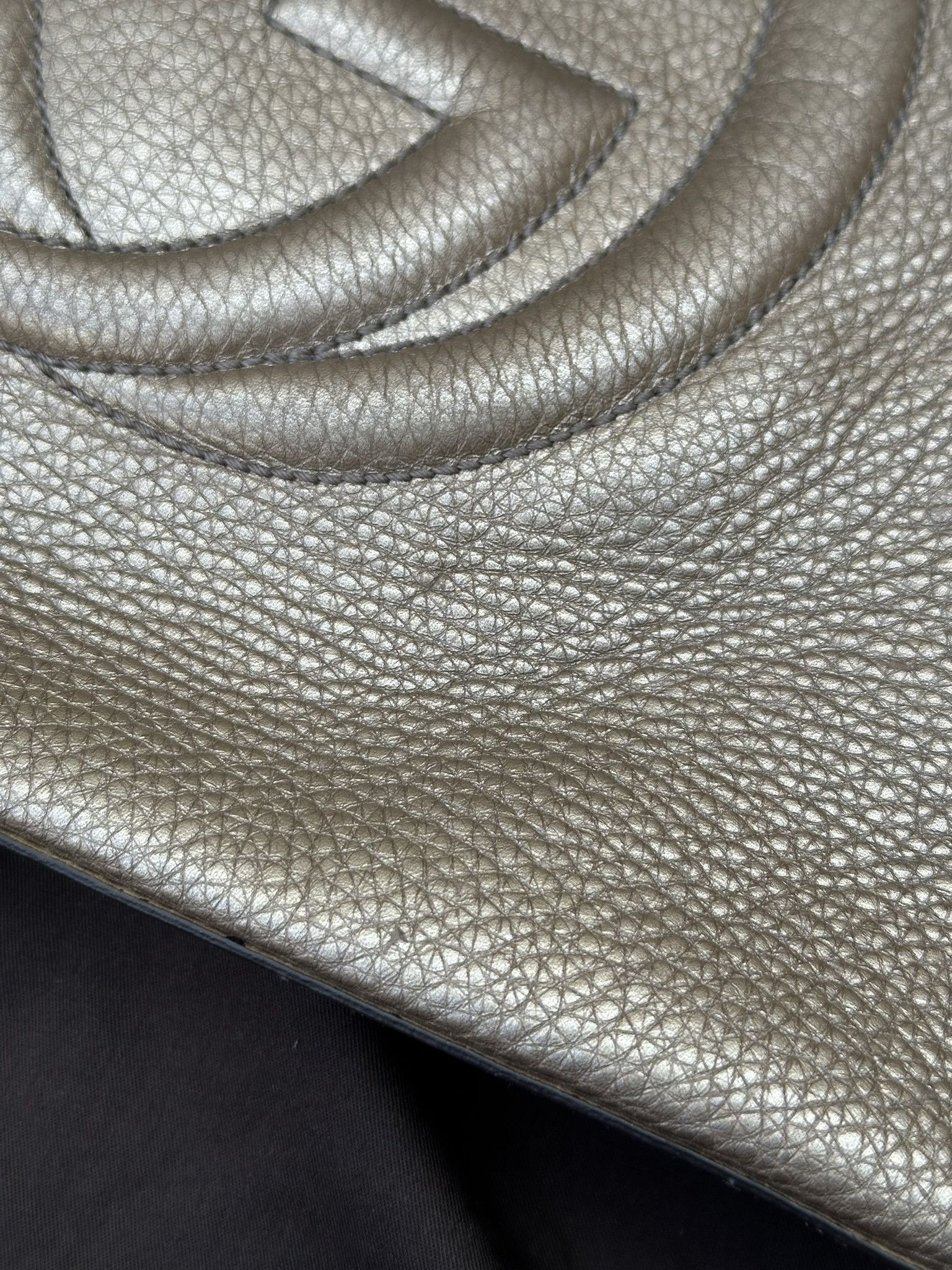 Gucci Gucci Soho Shoulder Bag Medium Pebbled Leather Gold Logo Size ONE SIZE - 4 Thumbnail