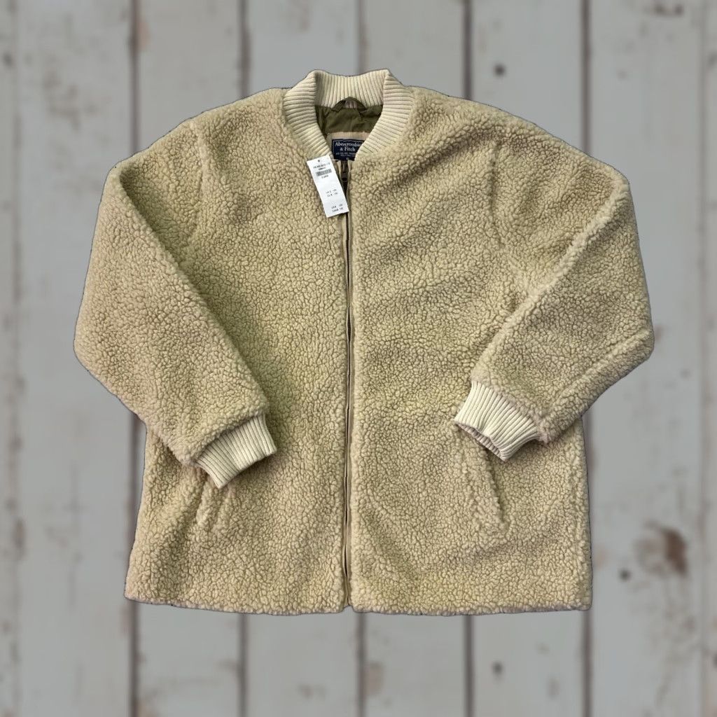 Abercrombie & Fitch Abercrombie & Fitch Sherpa Teddy Zip Brown Deep Pile Fleece Pullover Mens XL NWT Size US XL / EU 56 / 4 - 1 Thumbnail