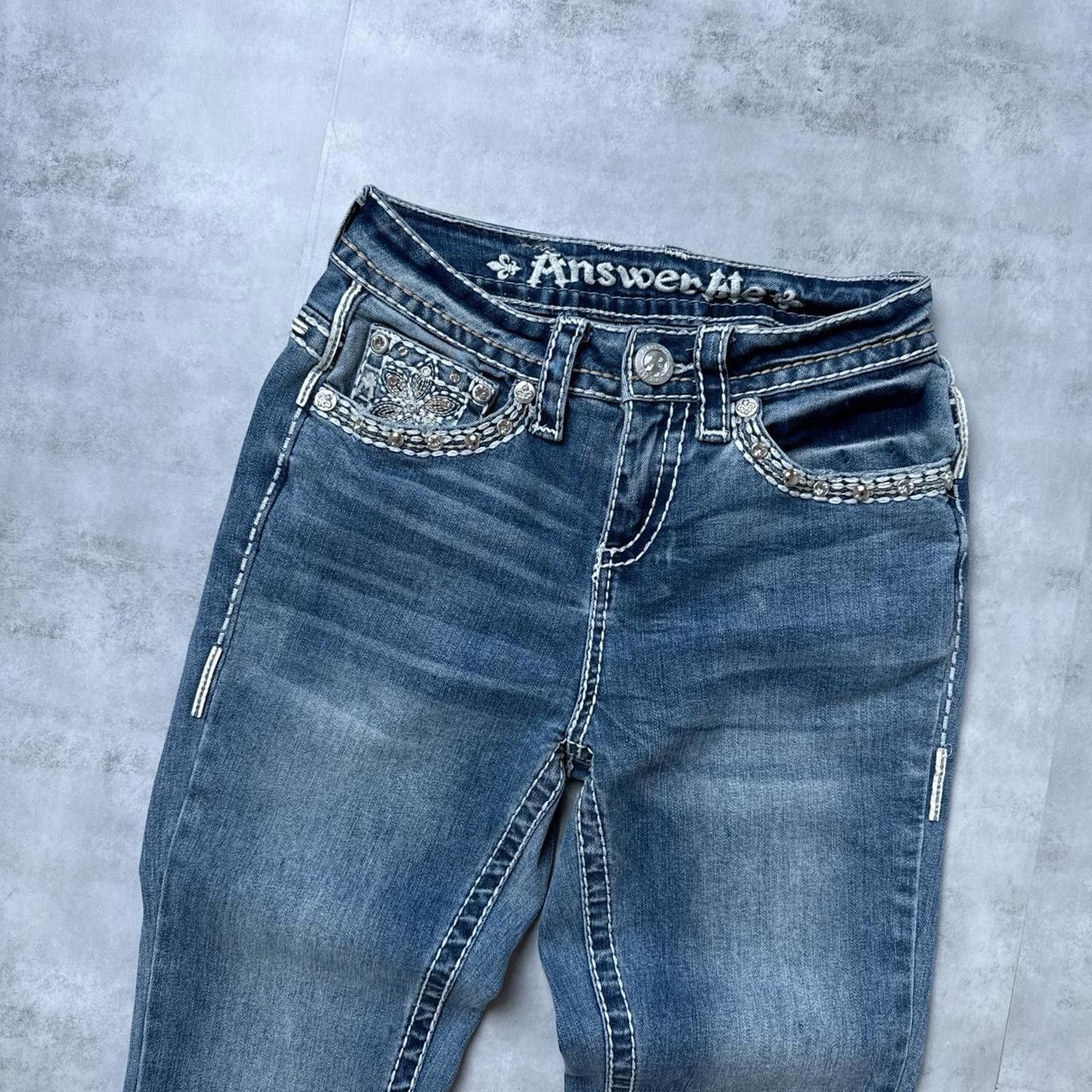 Other Y2K Answer Me Embroidered Low rise Flared Jeans denim Size 25" / US 0 / IT 36 - 6 Thumbnail